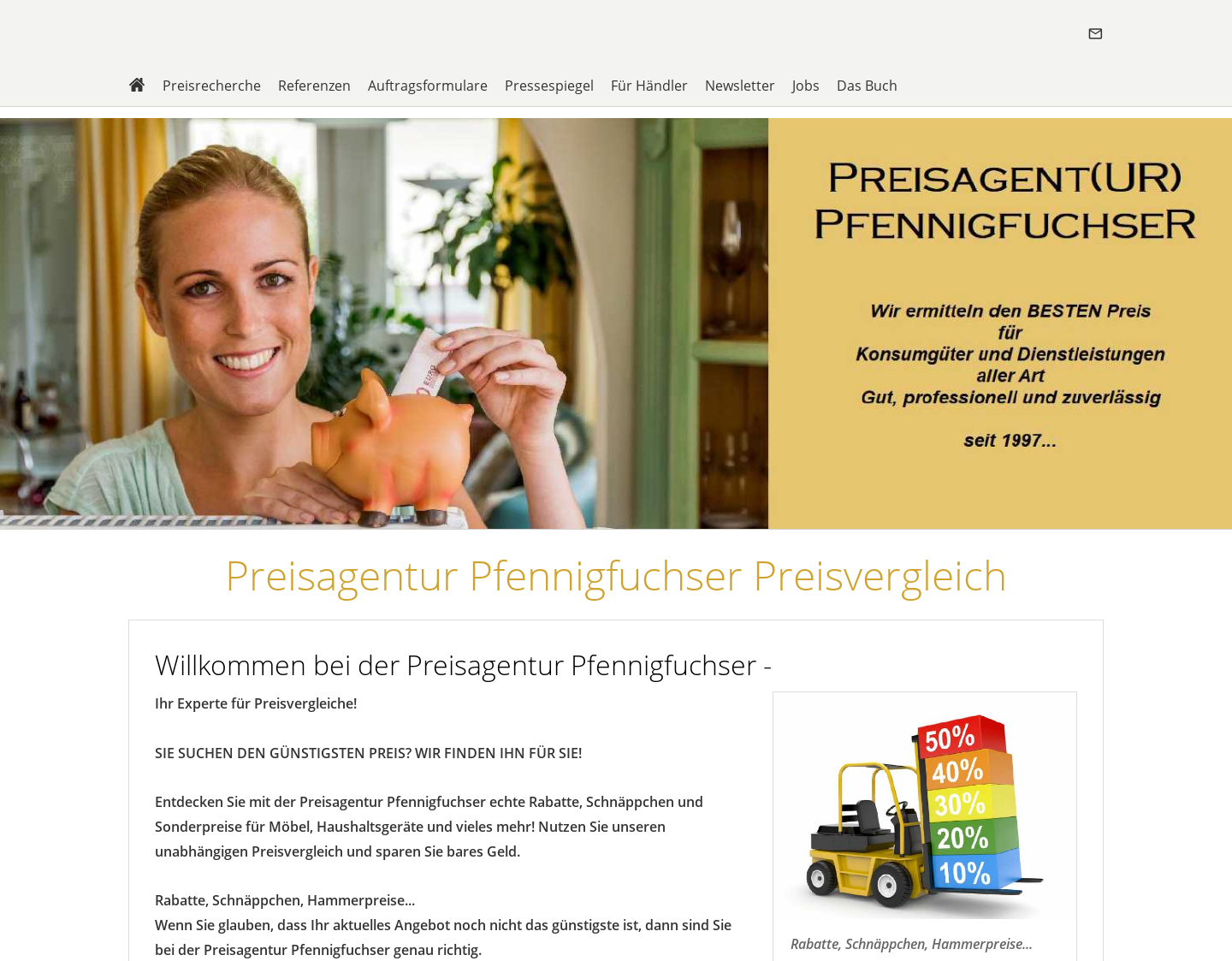 Aktuelle Website-Vorschau von Preisagentur Pfennigfuchser