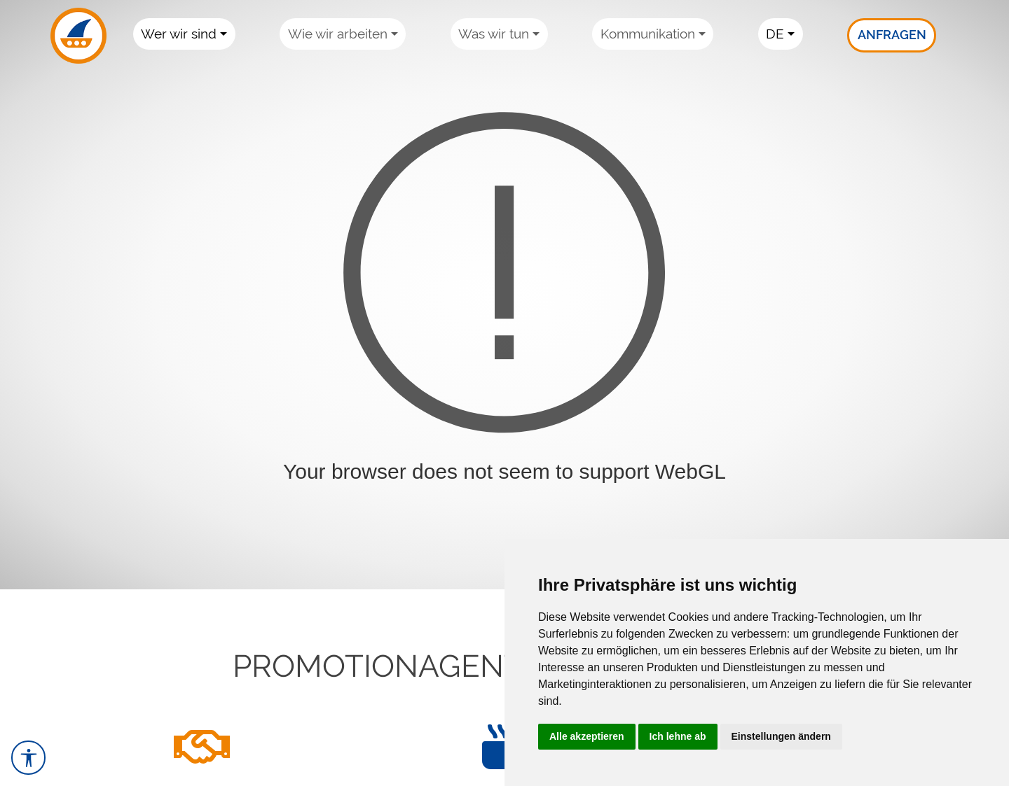 Aktuelle Website-Vorschau von Promotionagentur für Handelspromotions