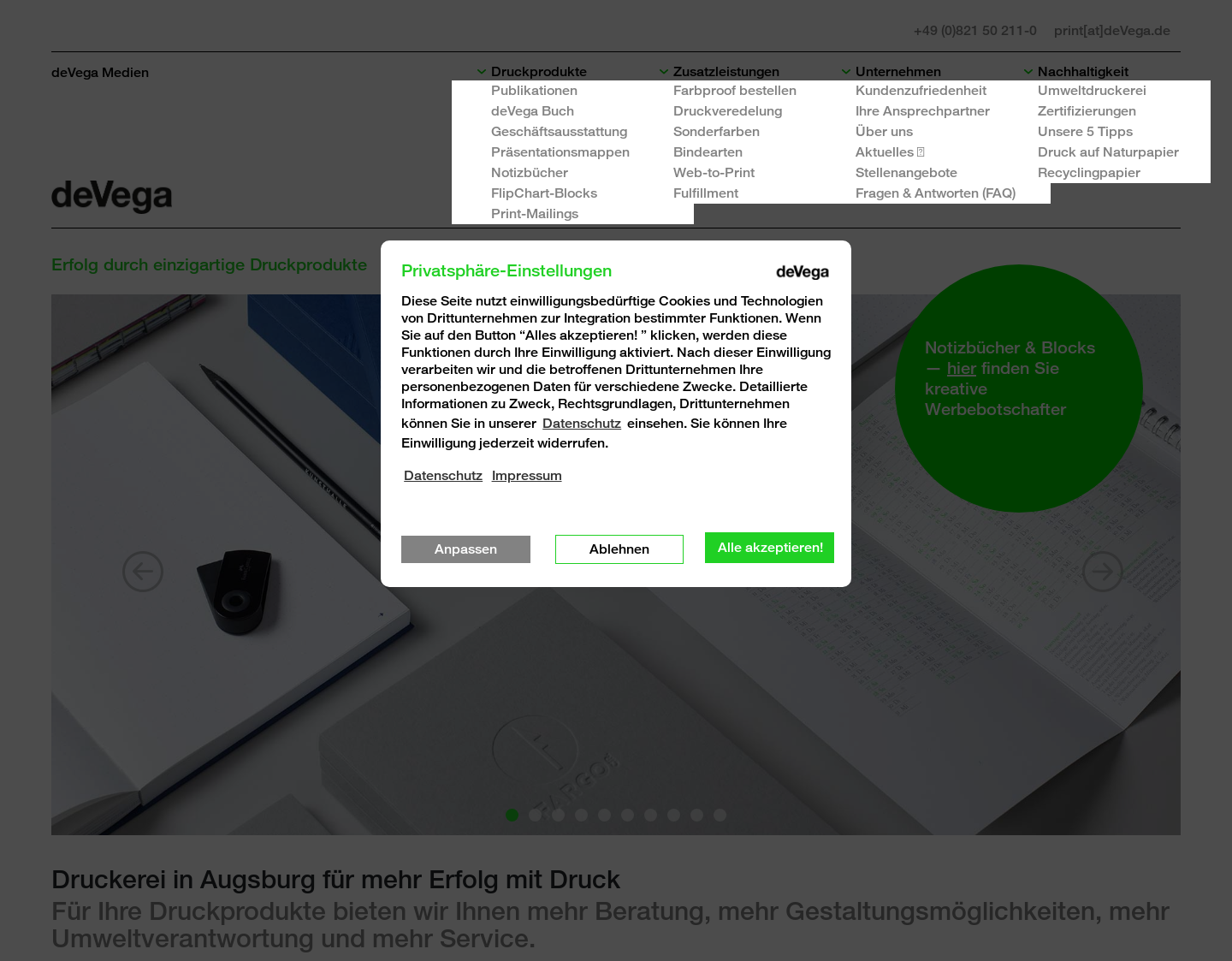 Aktuelle Website-Vorschau von deVega Medien GmbH