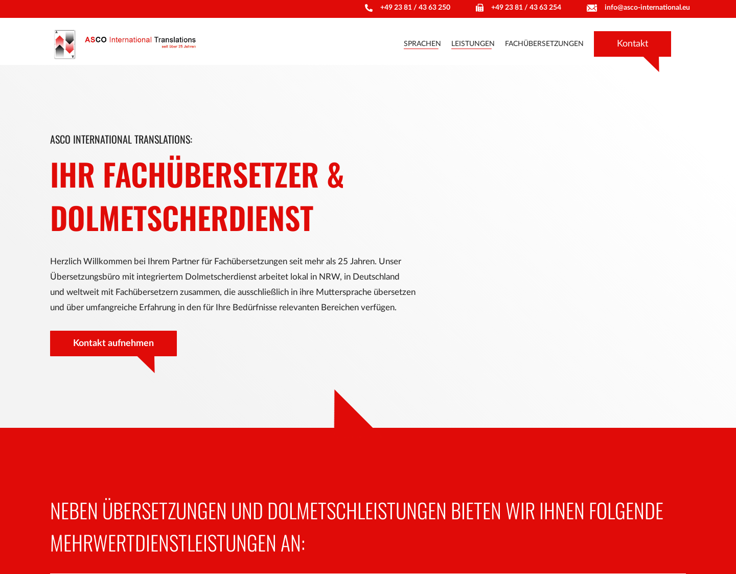 Aktuelle Website-Vorschau von Übersetzer- und Dolmetscherdienst