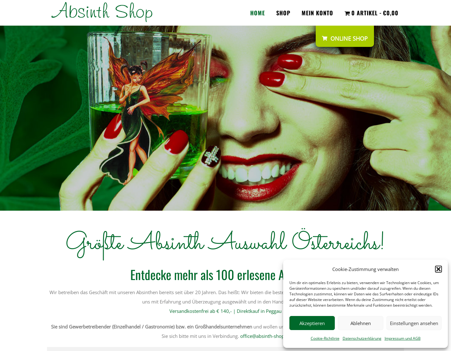 Aktuelle Website-Vorschau von Absinth und Absinthzubehör
