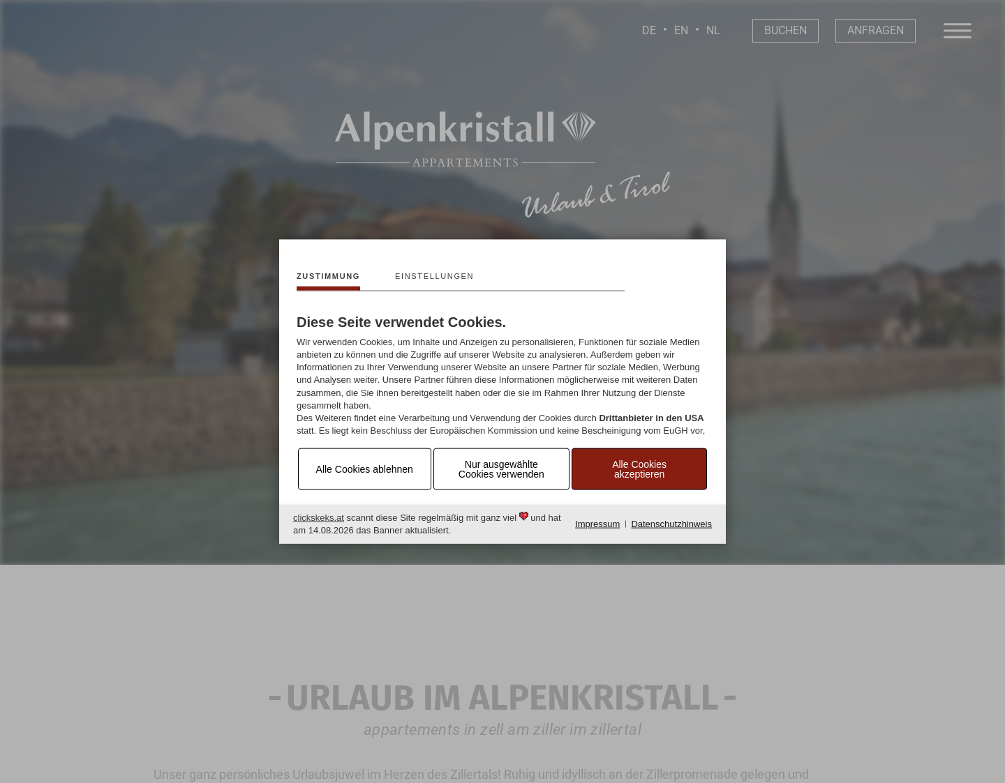 Aktuelle Website-Vorschau von Moderne Appartements im Zillertal