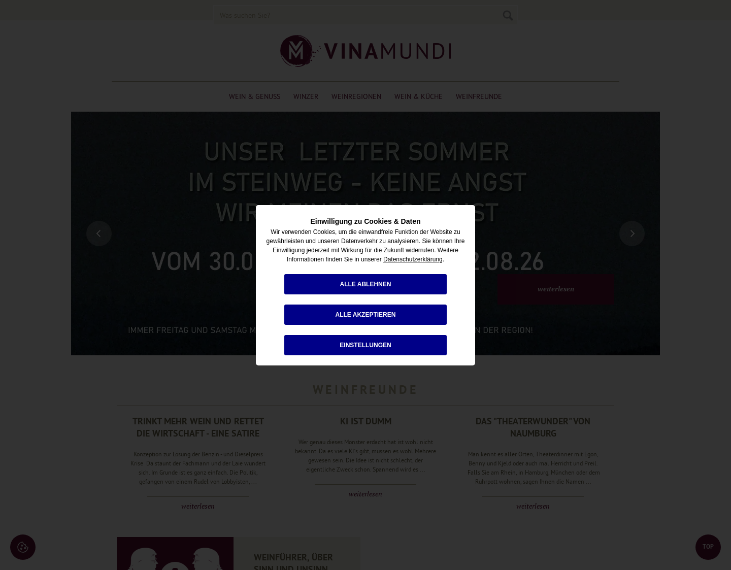 Aktuelle Website-Vorschau von Vinamundi