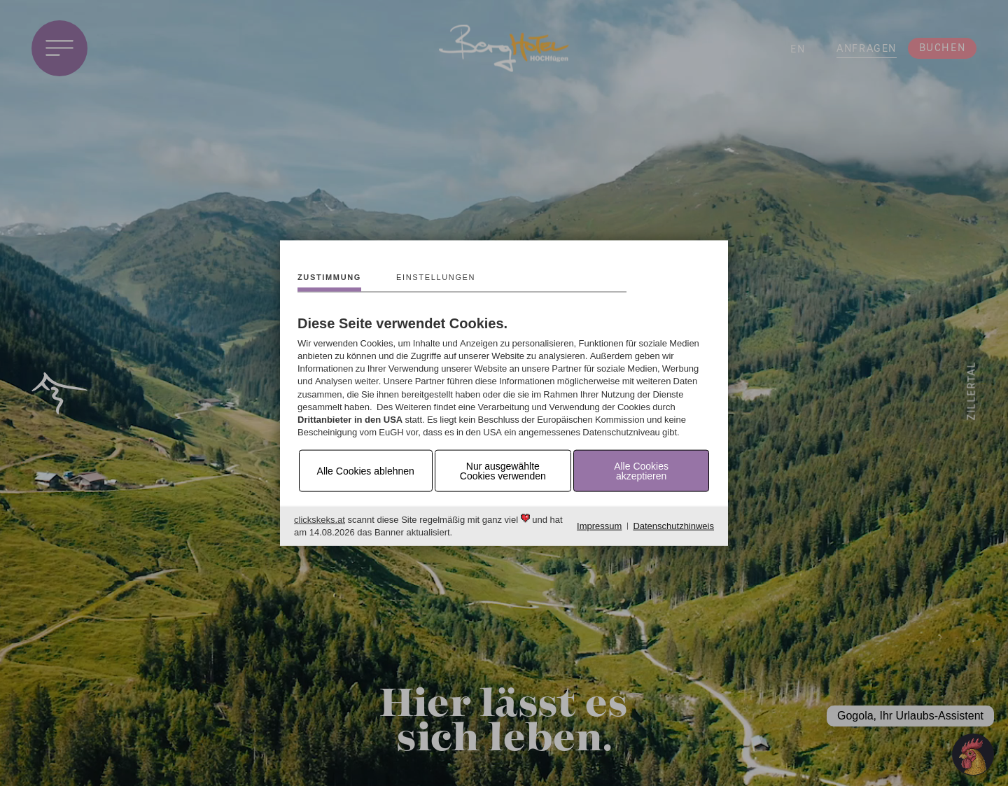 Aktuelle Website-Vorschau von Urlaub im Zillertal in Tirol