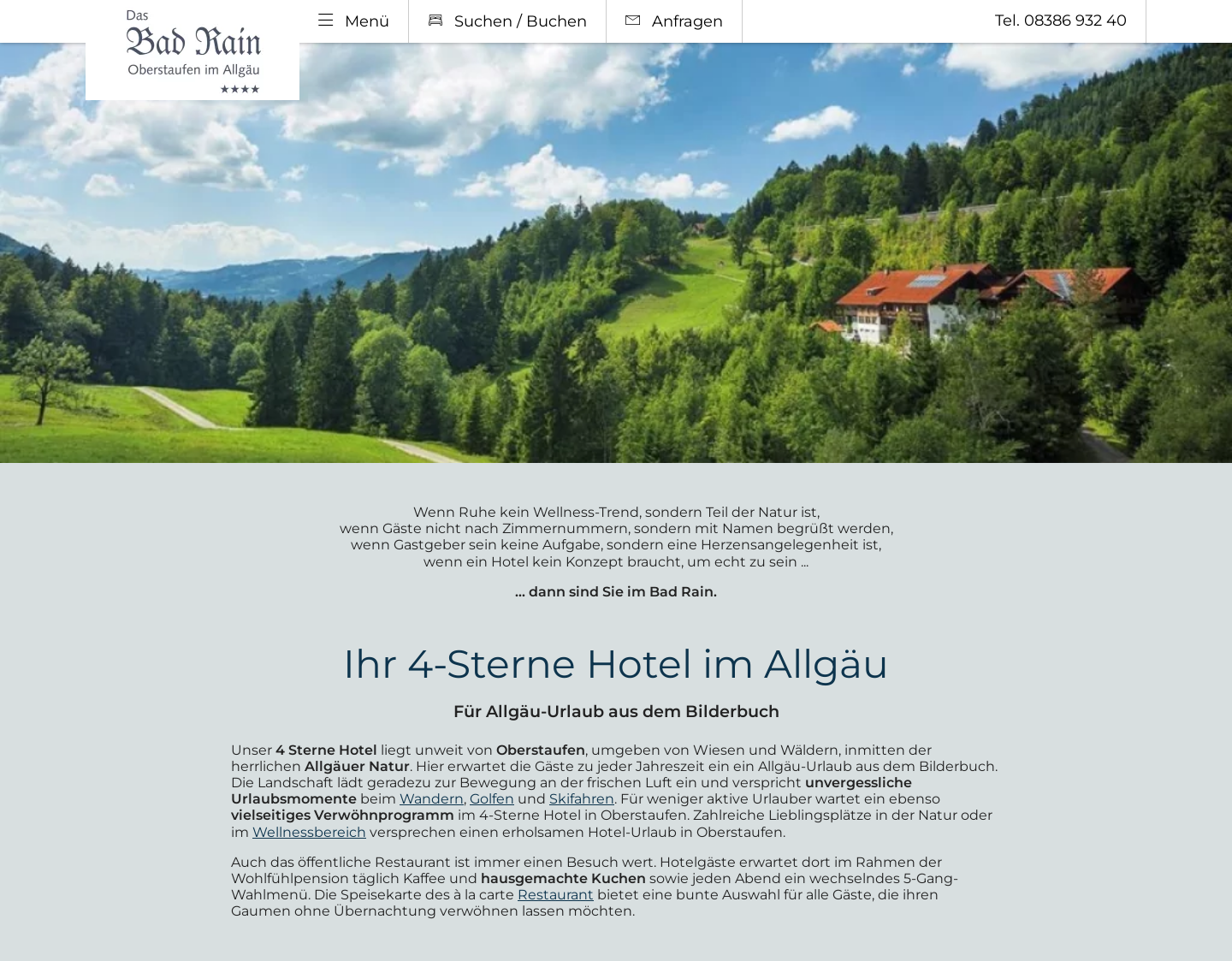 Aktuelle Website-Vorschau von Hotel Bad Rain in Oberstaufen