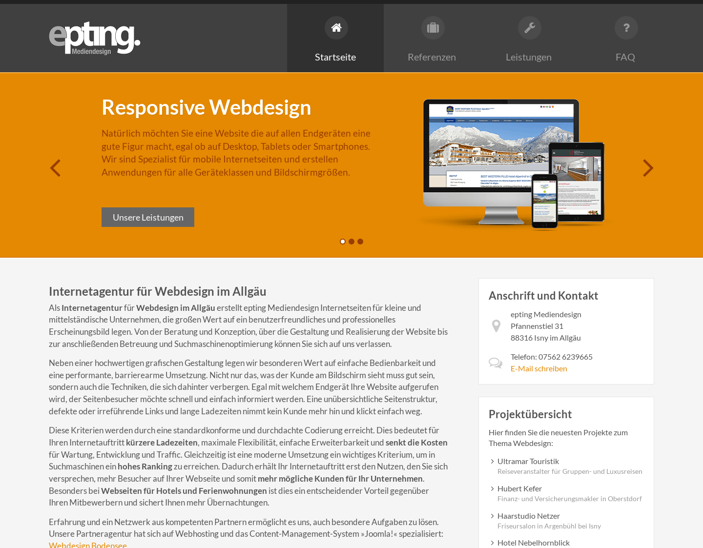 Aktuelle Website-Vorschau von epting Mediendesign