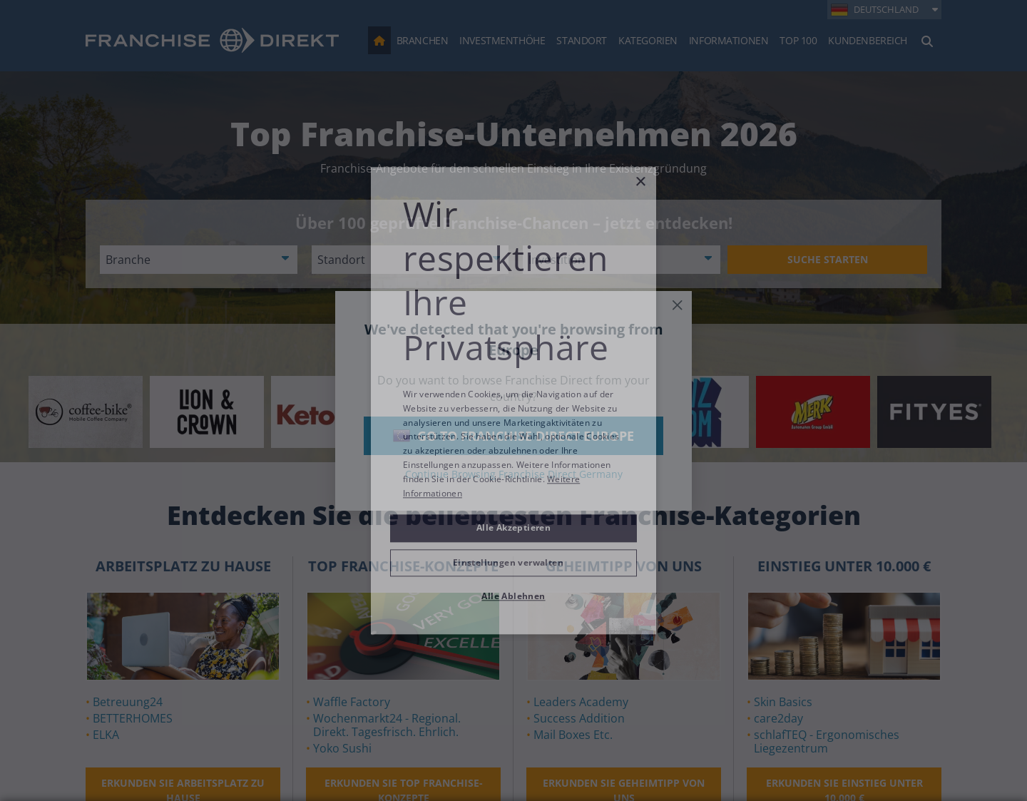 Aktuelle Website-Vorschau von Erfolgreich gründen mit Franchise