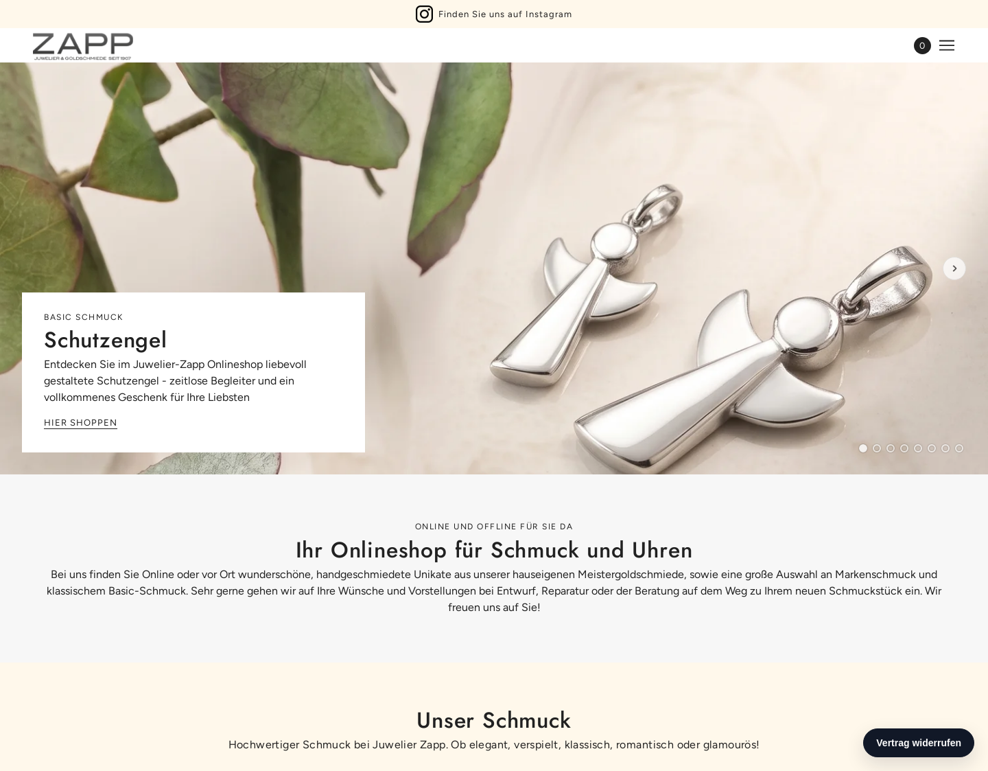 Aktuelle Website-Vorschau von Goldschmiede & Juwelier Zapp