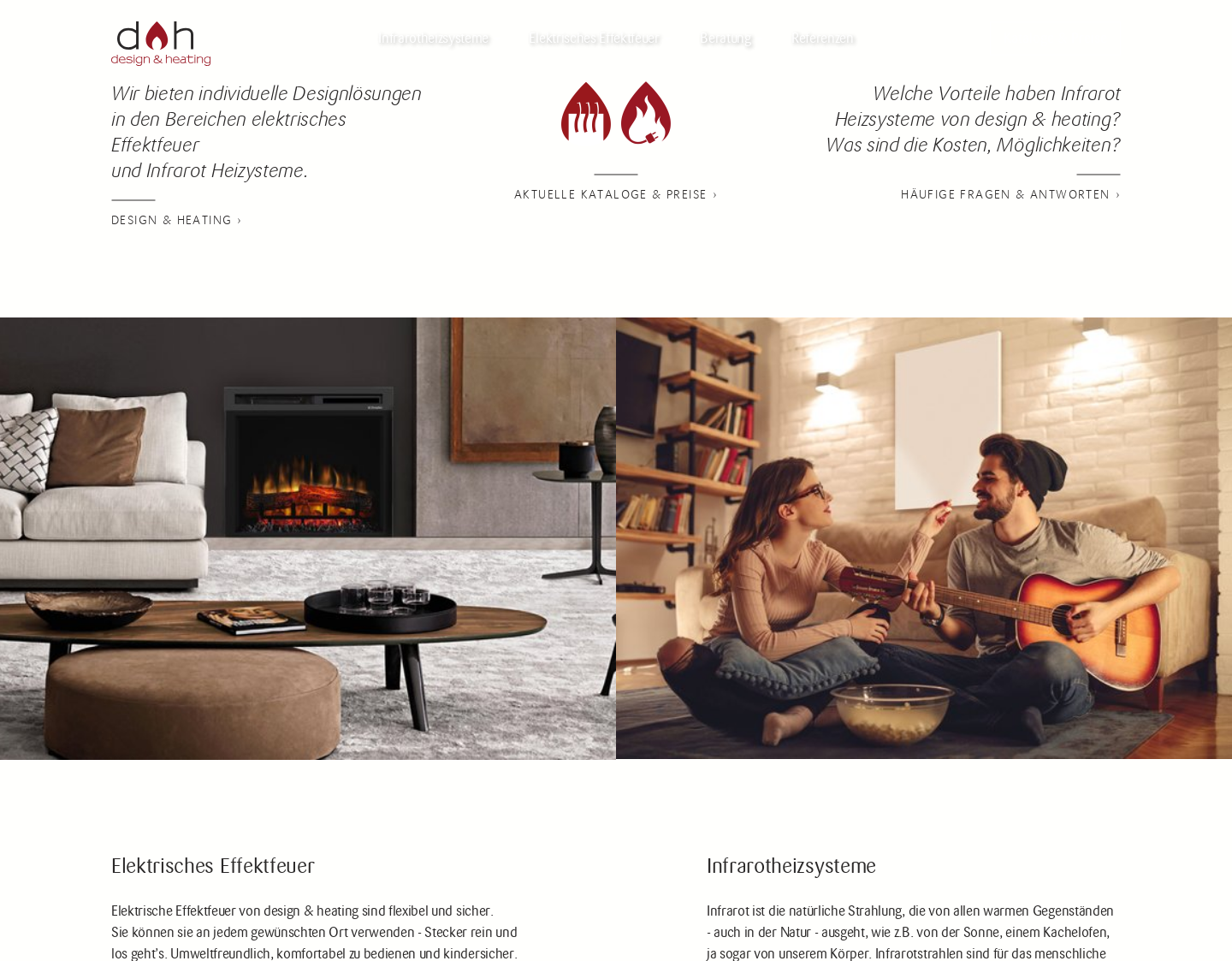 Aktuelle Website-Vorschau von design & heating // Wärme mit Stil