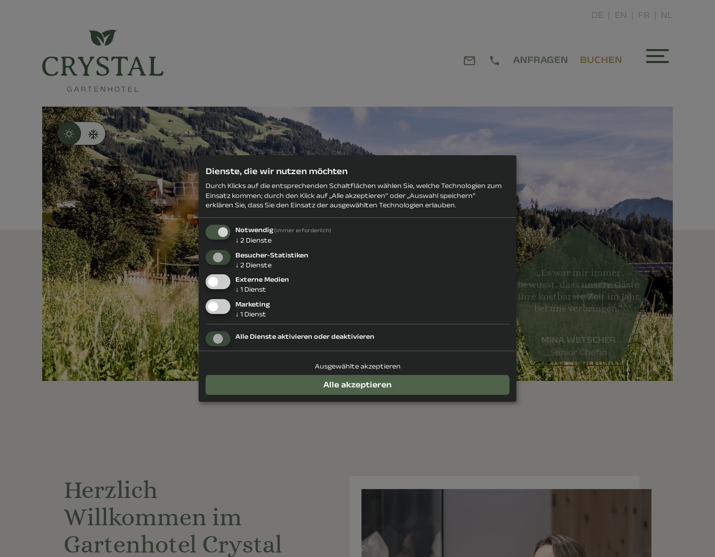 Aktuelle Website-Vorschau von Gartenhotel Crystal im Zillertal