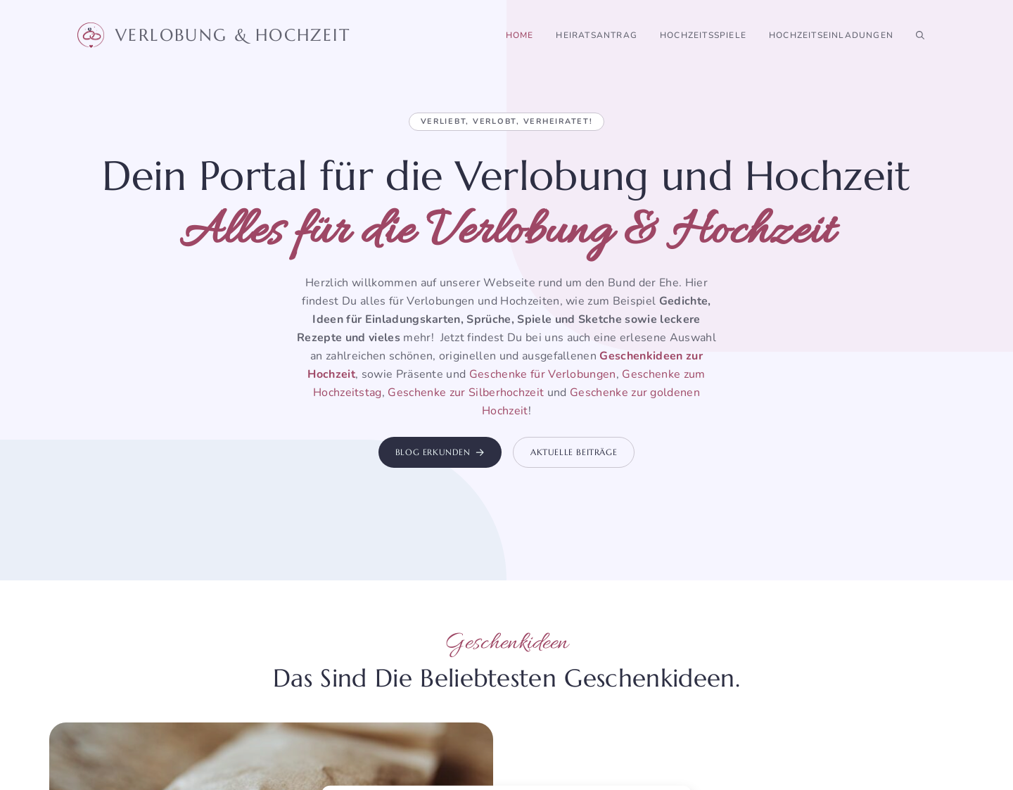 Aktuelle Website-Vorschau von Hochzeitsgeschenke, Ideen und Spiel