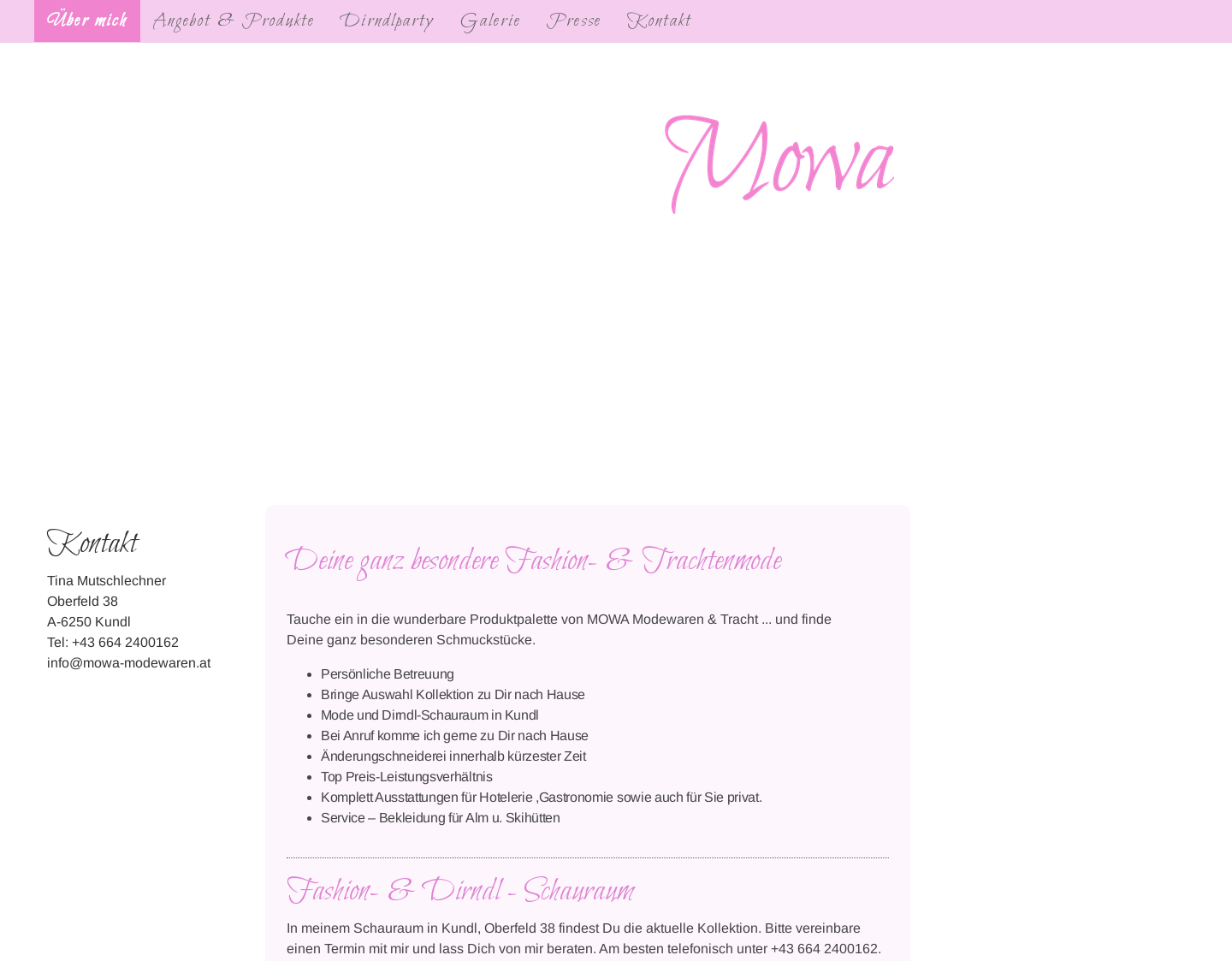Aktuelle Website-Vorschau von MOWA Modewaren & Tracht