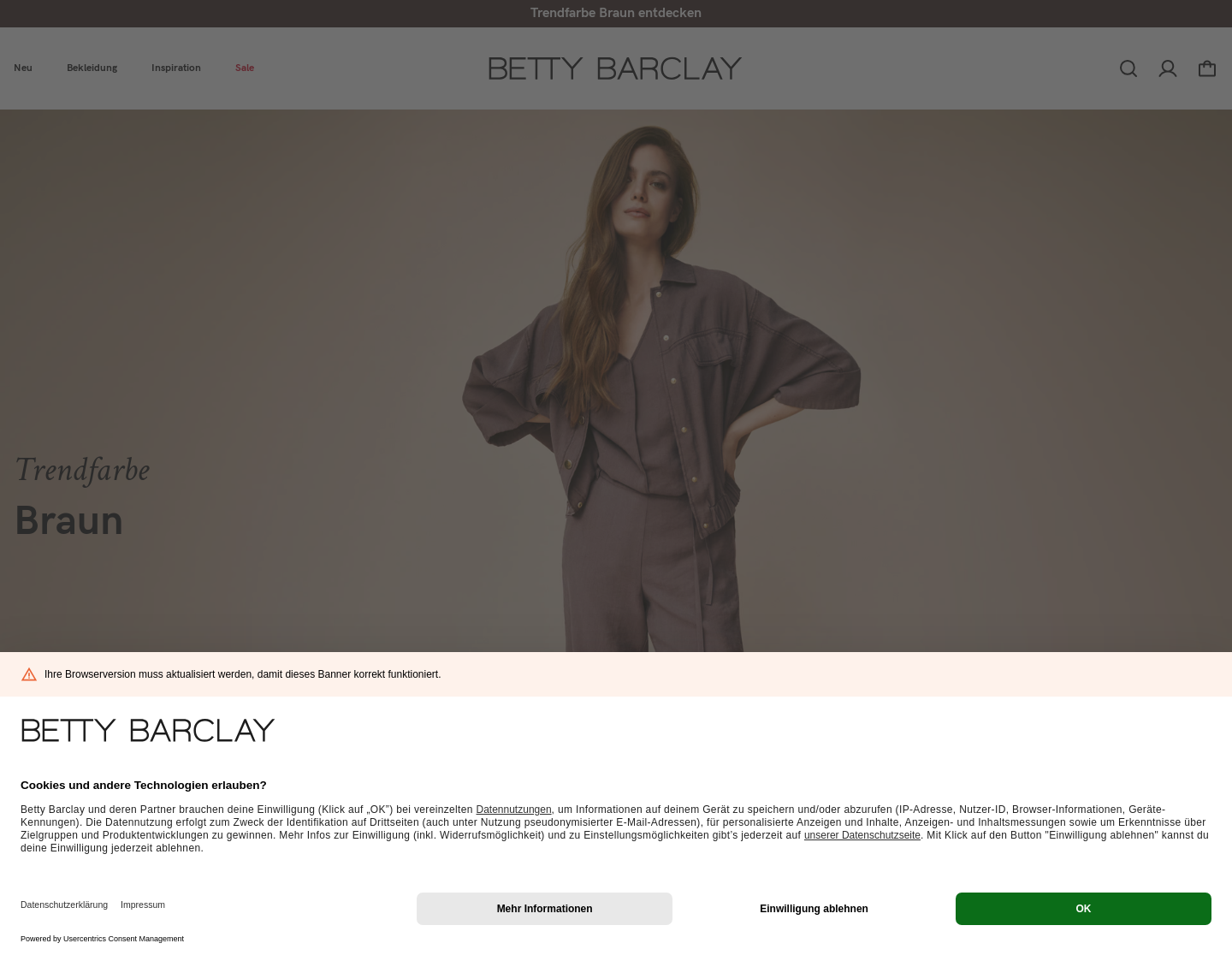 Aktuelle Website-Vorschau von Betty Barclay Online Shop