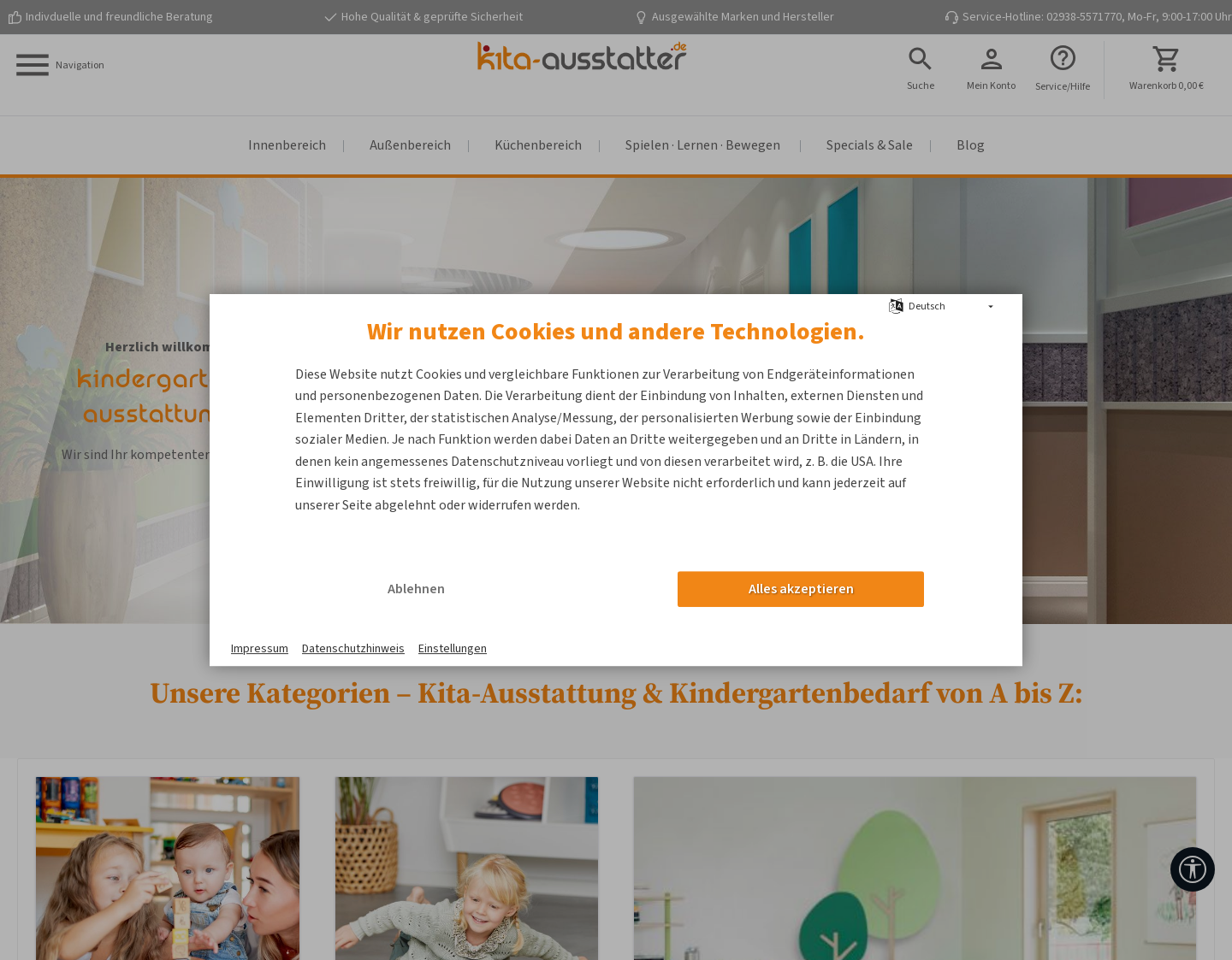 Aktuelle Website-Vorschau von kita-ausstatter.de - Alles für Kita