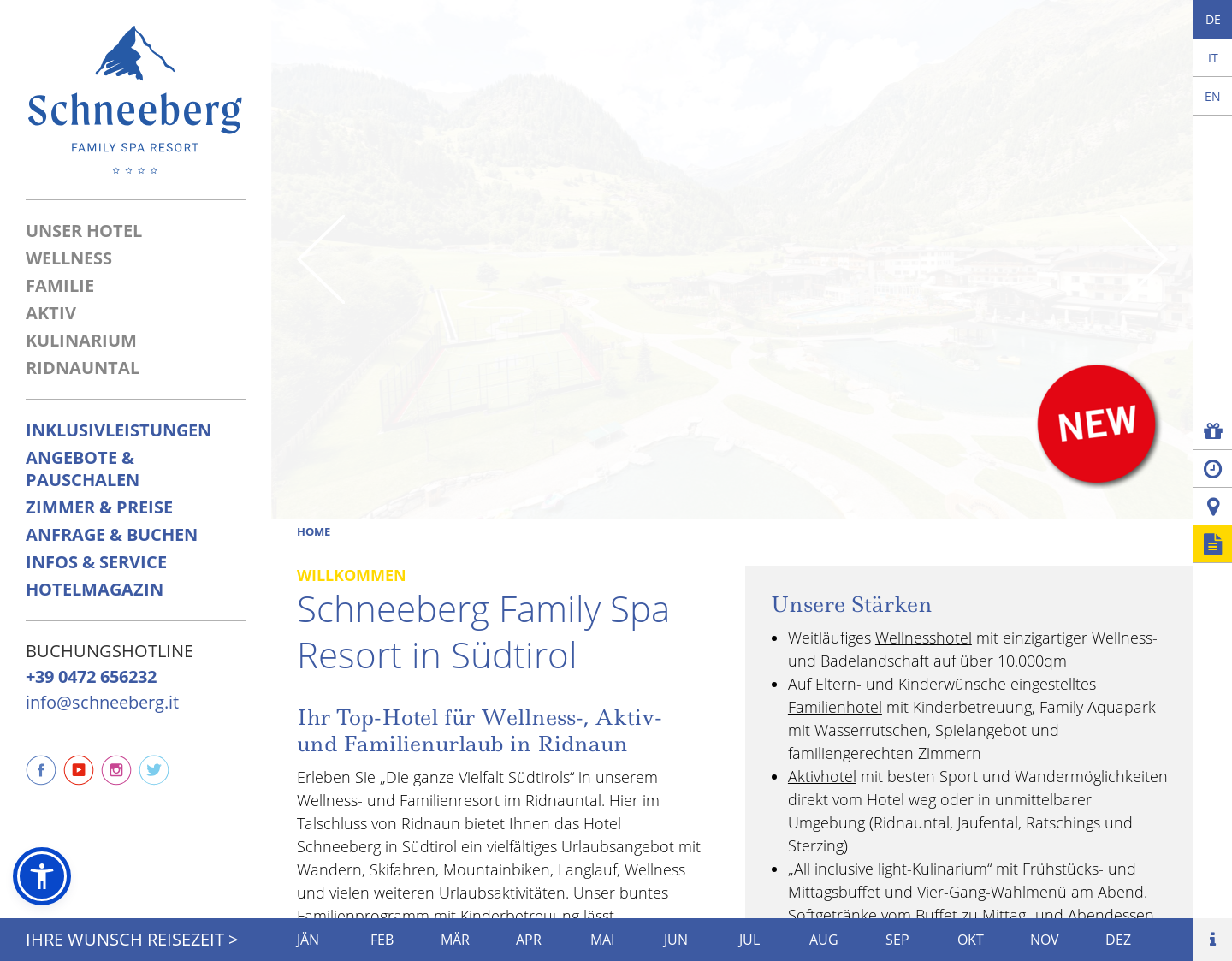 Aktuelle Website-Vorschau von Hotel Resort Schneeberg in Südtirol