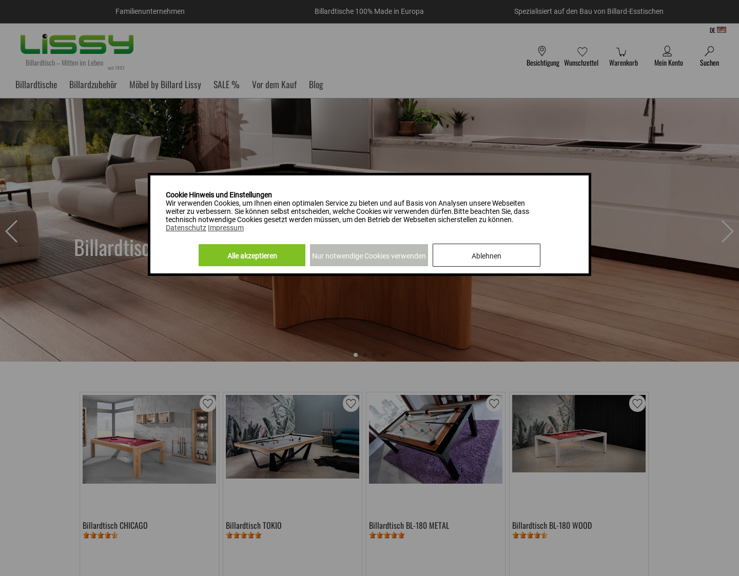 Aktuelle Website-Vorschau von Bartheke bei Möbel-Lissy