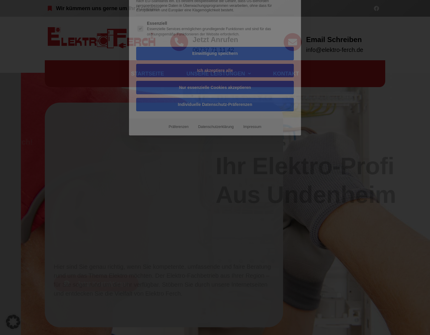 Aktuelle Website-Vorschau von Elektro Ferch der Elektro Profi