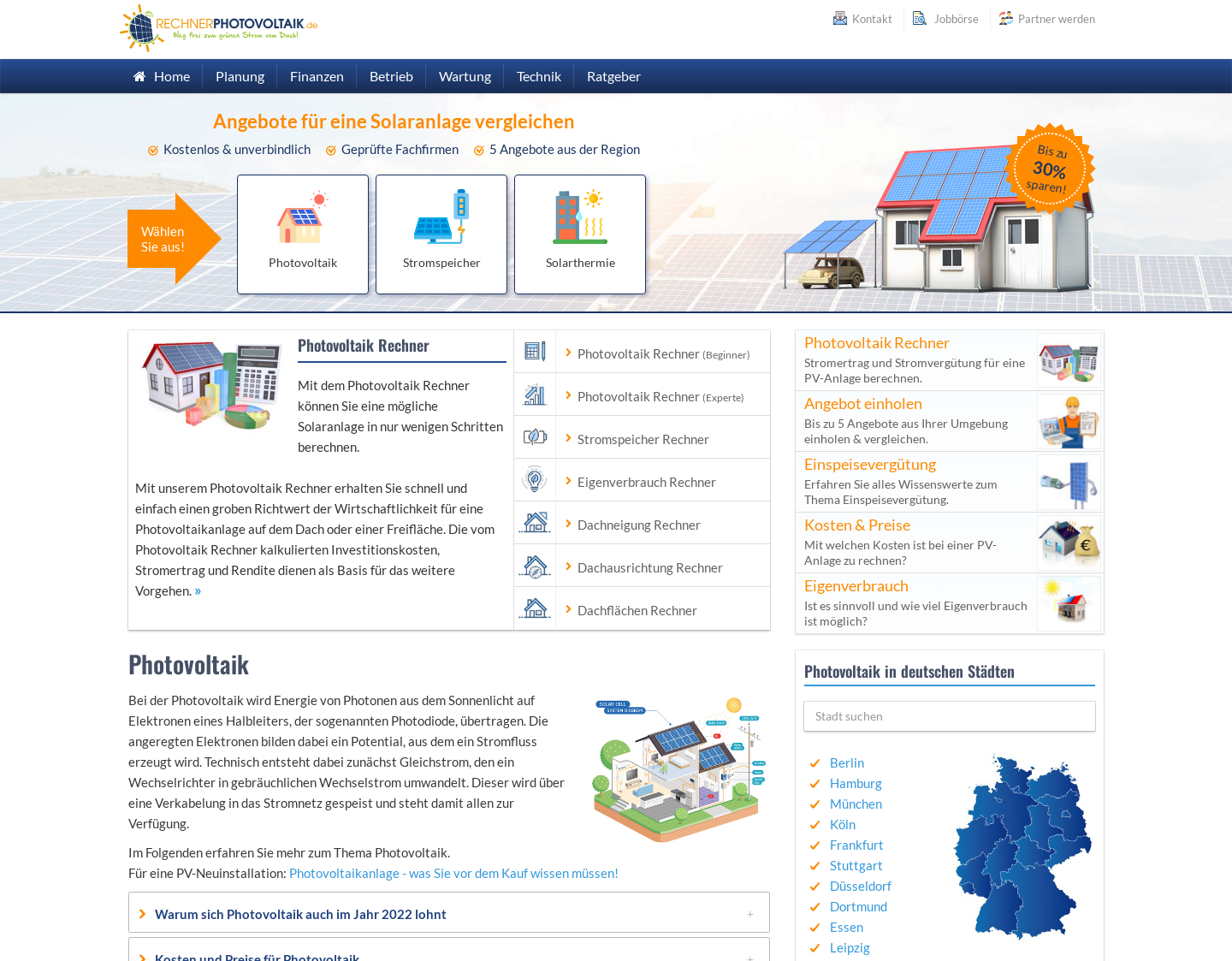 Aktuelle Website-Vorschau von Photovoltaik - Informationsportal