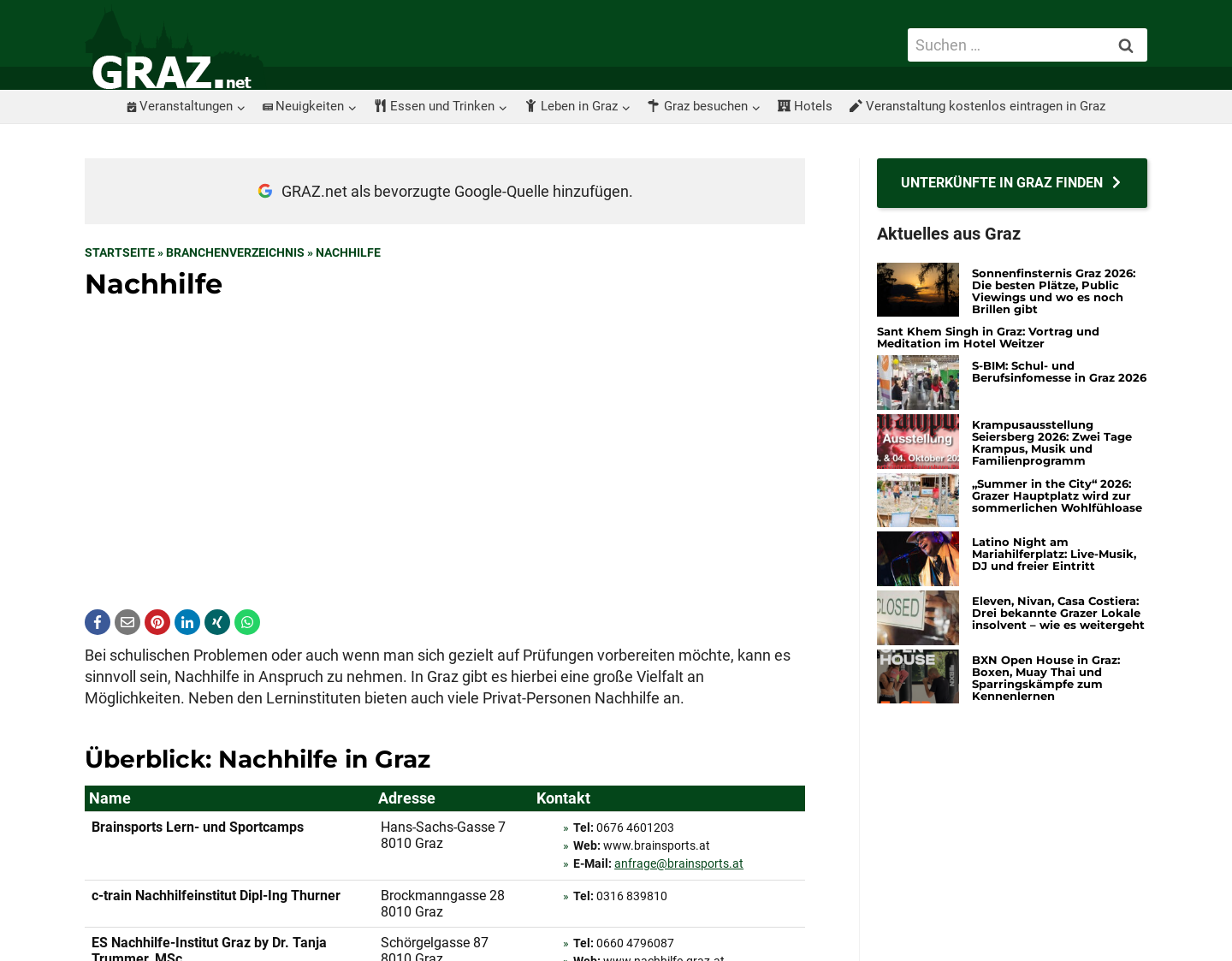 Aktuelle Website-Vorschau von Nachhilfeplattform