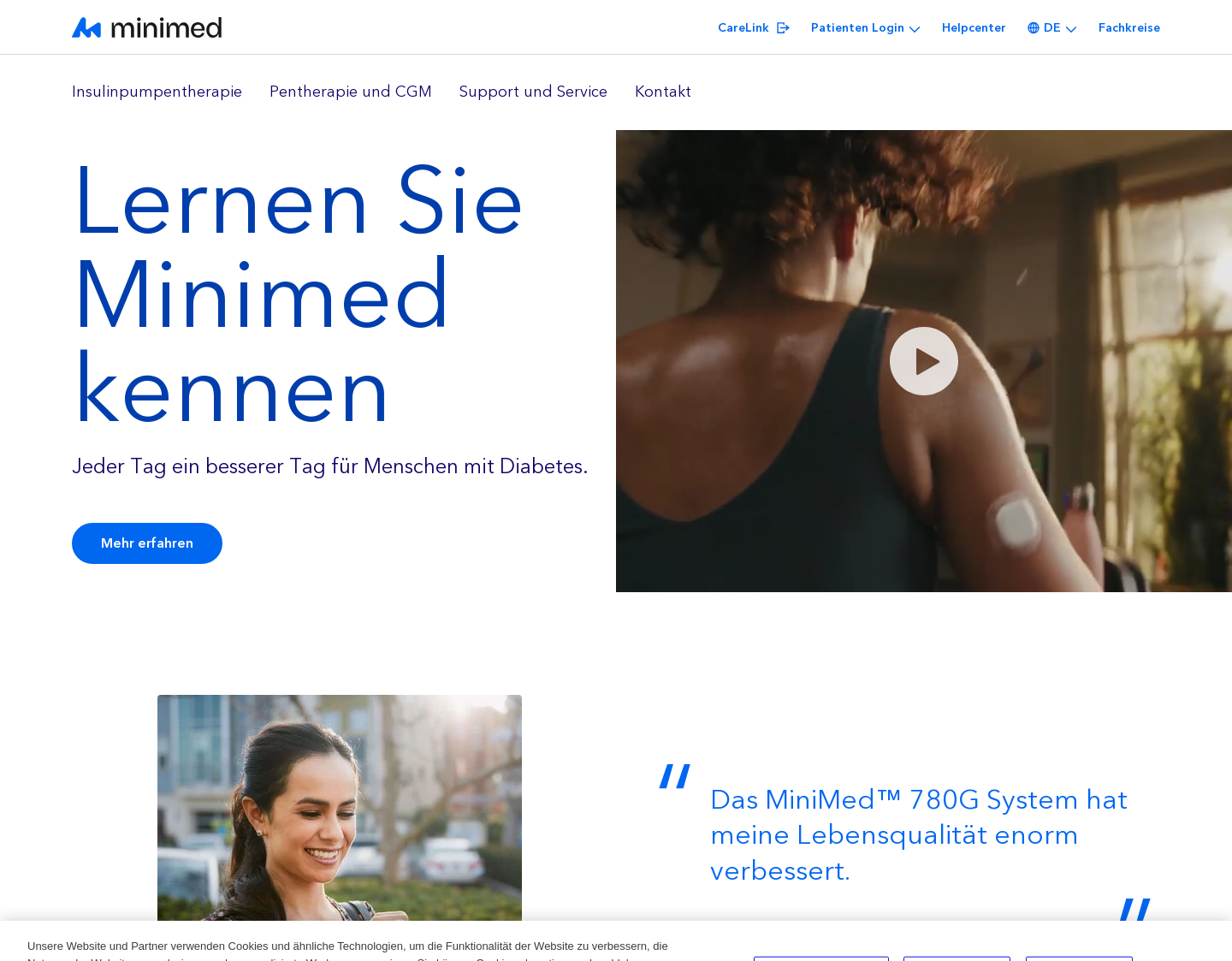 Aktuelle Website-Vorschau von Insulin Pumpen und Pumpen-Therapie