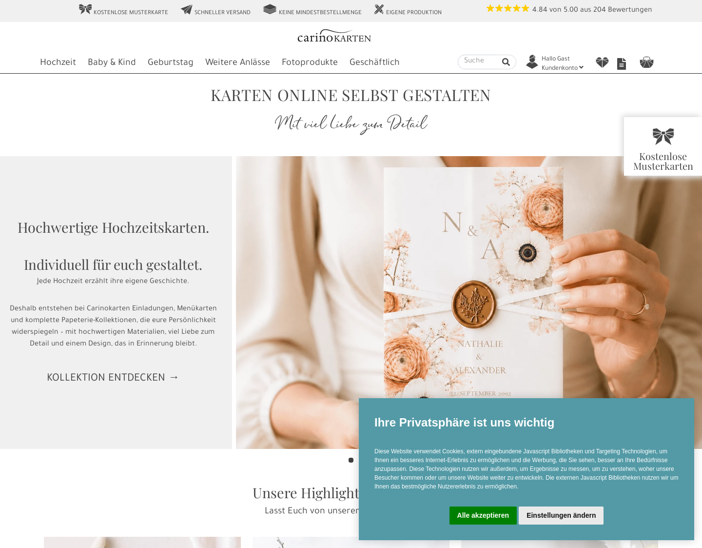 Aktuelle Website-Vorschau von Hochzeitseinladung