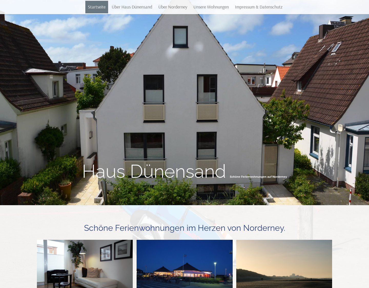 Aktuelle Website-Vorschau von Dünensand - Appartements auf Norderney
