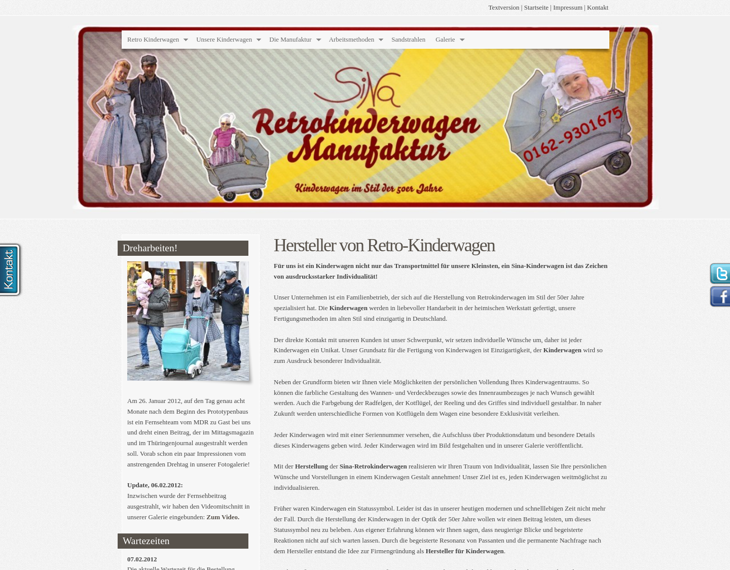 Aktuelle Website-Vorschau von Hersteller für Kinderwagen