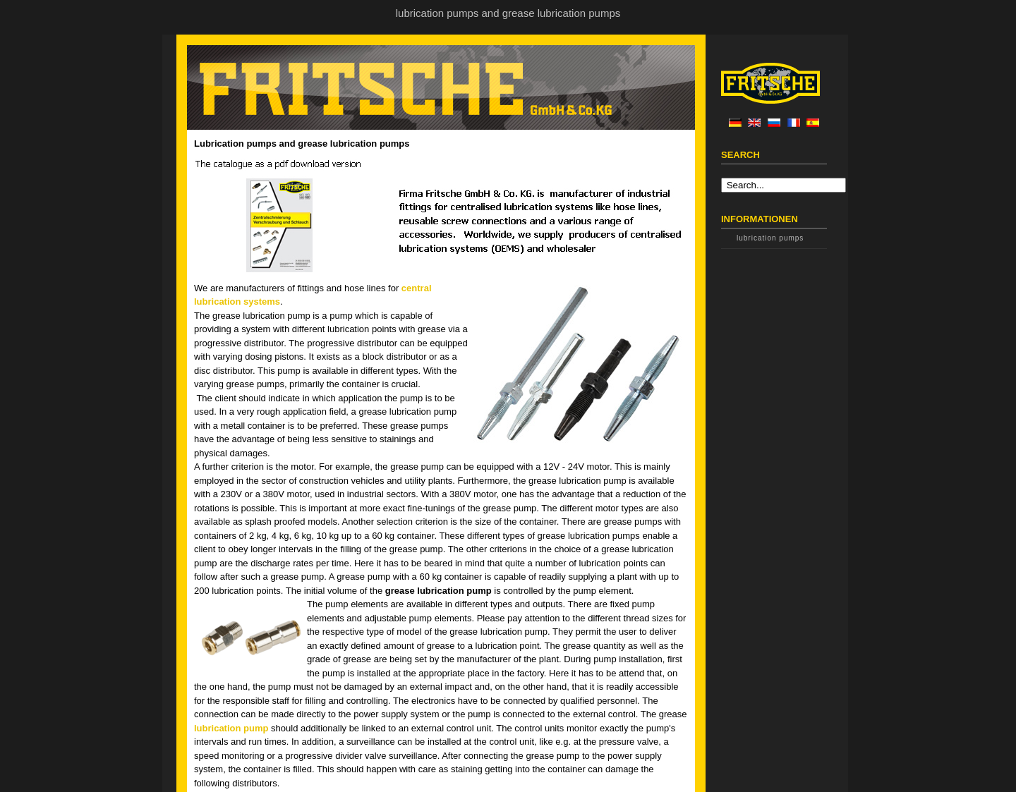 Aktuelle Website-Vorschau von Fritsche GmbH - lubrication pump
