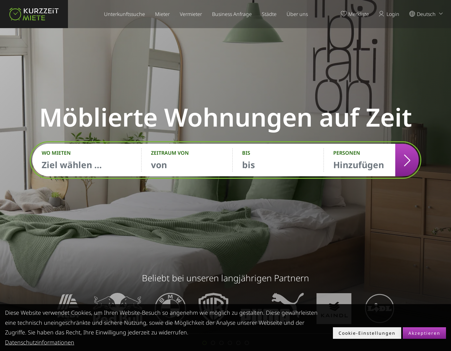 Aktuelle Website-Vorschau von Wohnen auf Zeit : Kurzzeitmiete