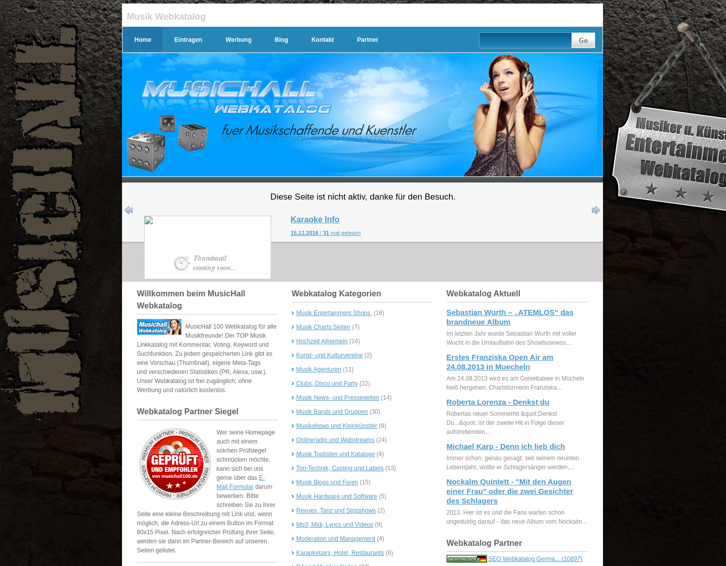 Aktuelle Website-Vorschau von Musiker.u.Kuenstler Webkatalog