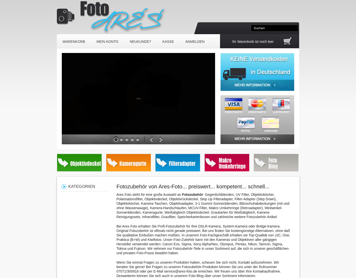 Aktuelle Website-Vorschau von Ares Foto