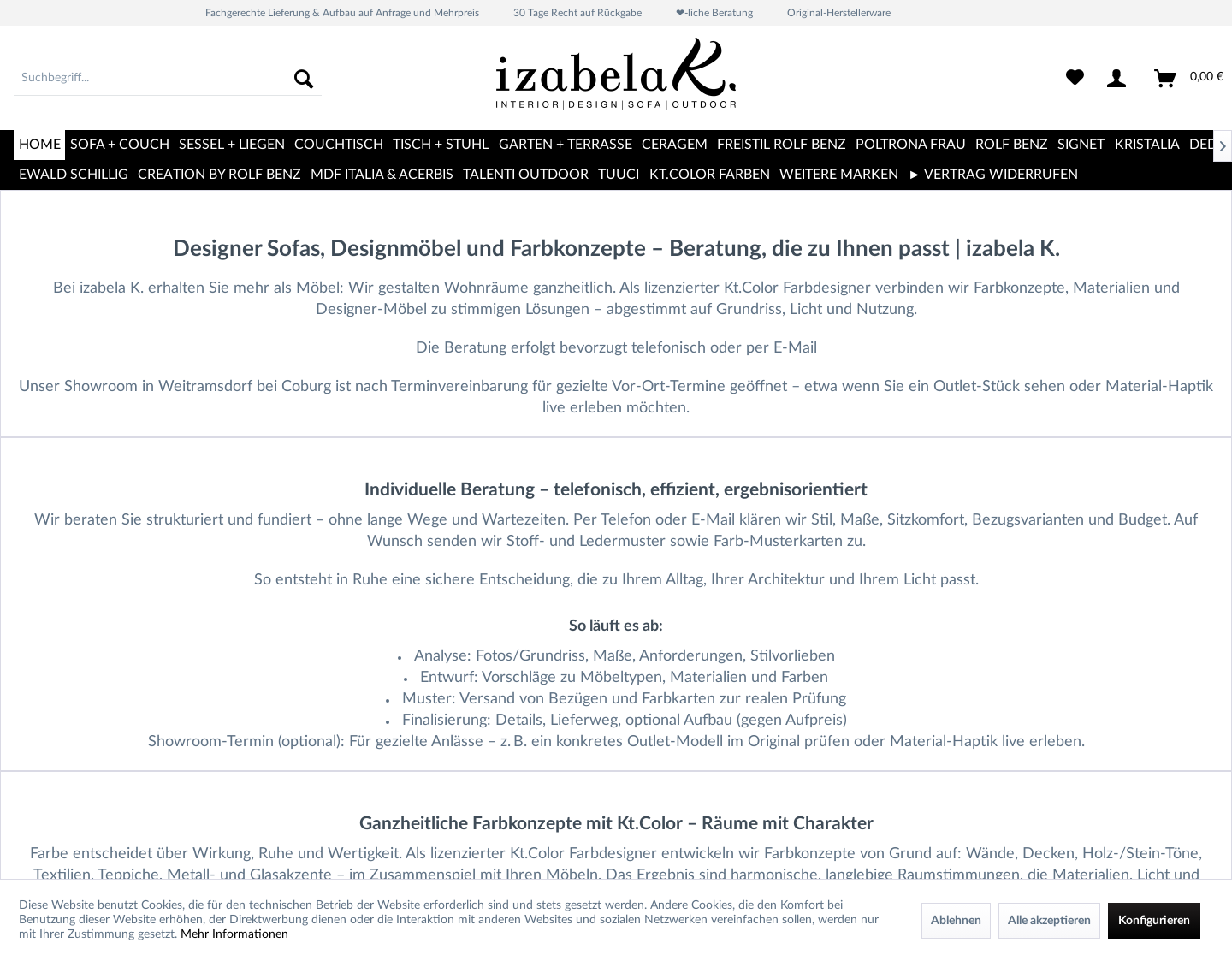 Aktuelle Website-Vorschau von Sofa von Brühl