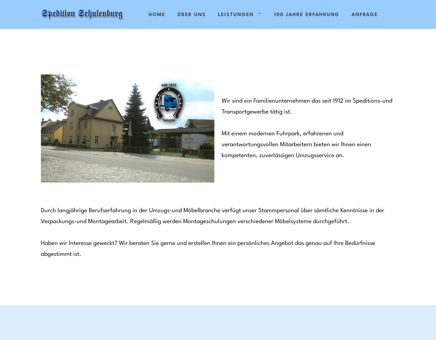 Aktuelle Website-Vorschau von Spedition Schulenburg - Möbeltransp