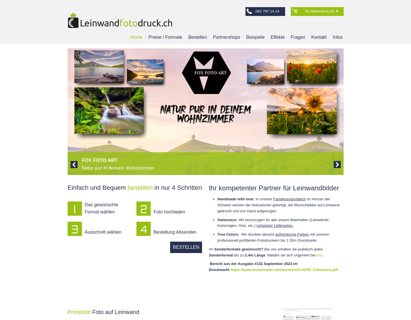 Aktuelle Website-Vorschau von Leinwand foto - Leinwandfotodruck