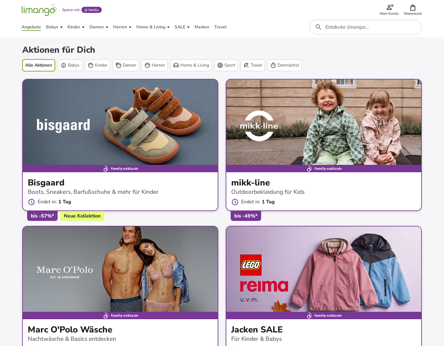 Aktuelle Website-Vorschau von Kinderschuhe, Damenmode & Kinderkleidung