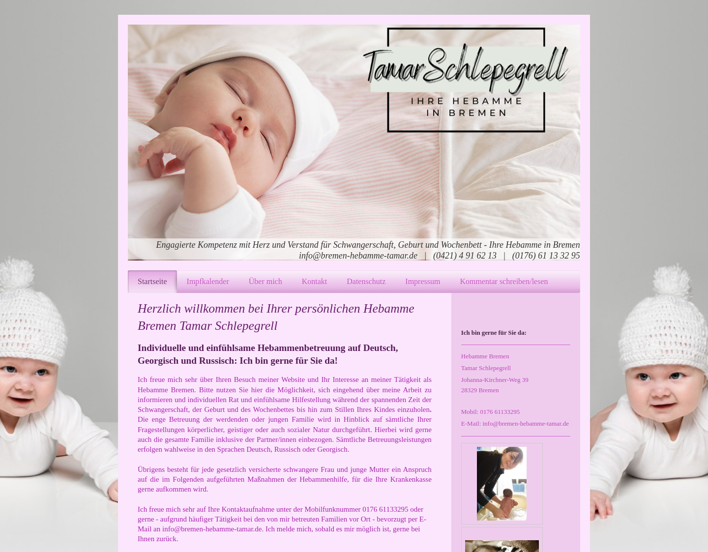 Aktuelle Website-Vorschau von Hebamme Bremen Tamar Shlepegrell