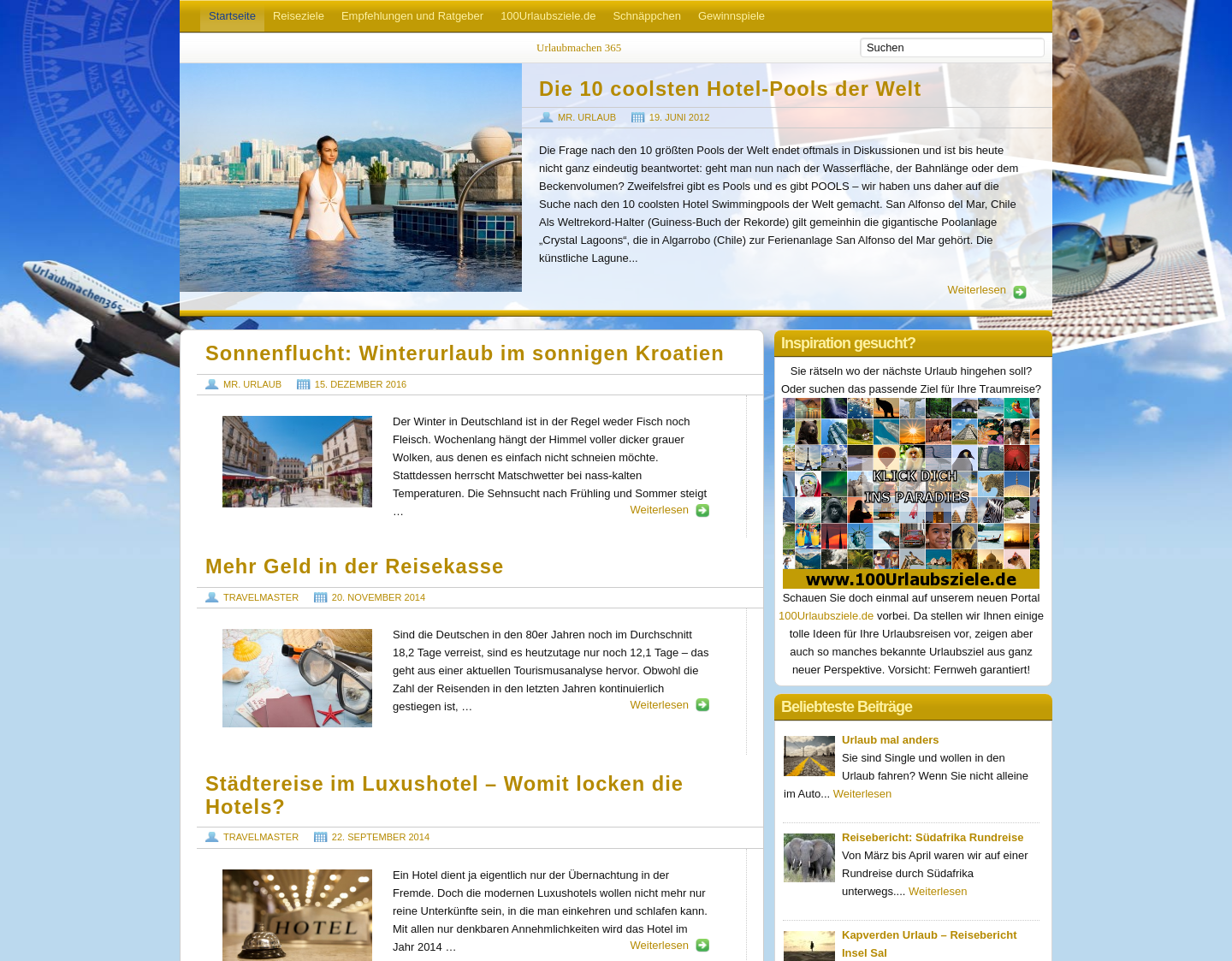 Aktuelle Website-Vorschau von Urlaubmachen 365 - Online Magazin