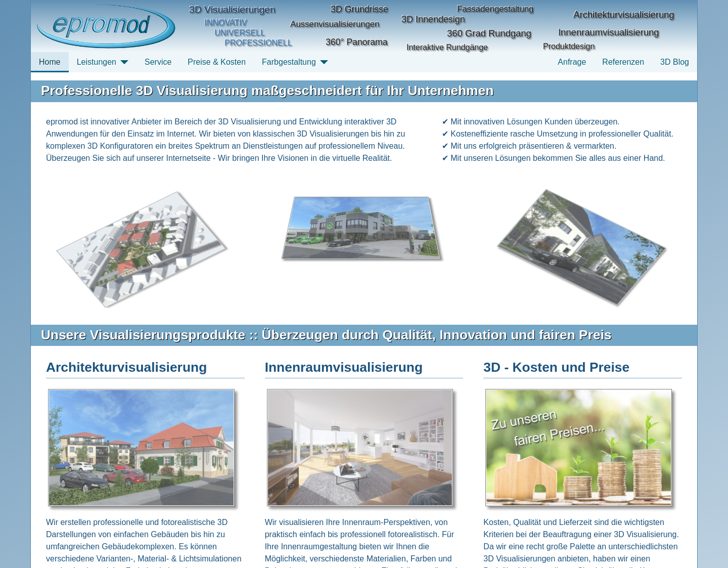Aktuelle Website-Vorschau von 3D Visualisierung