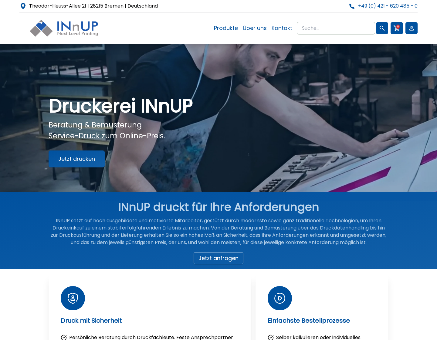 Aktuelle Website-Vorschau von Druckerei für Aufkleber aus Bremen