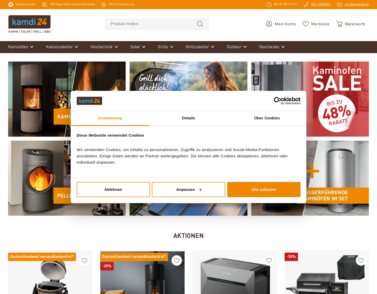 Aktuelle Website-Vorschau von Kamdi24 - Kamineinsätze, Kaminöfen