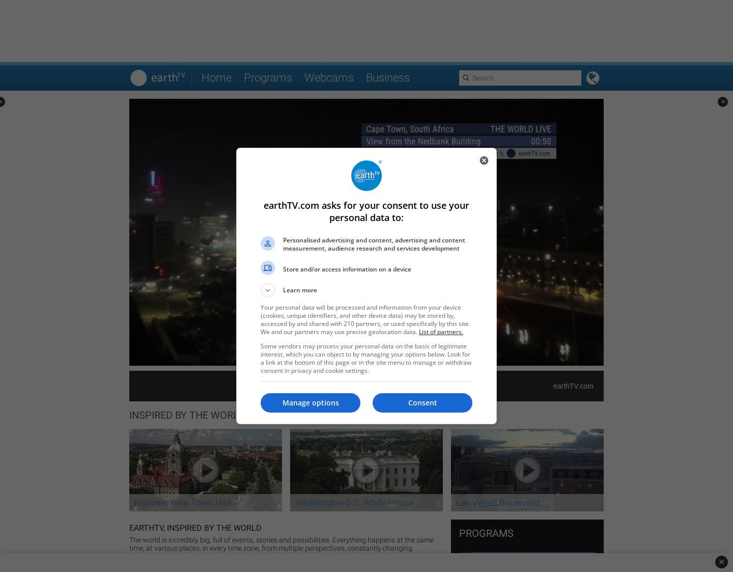 Aktuelle Website-Vorschau von Earth TV