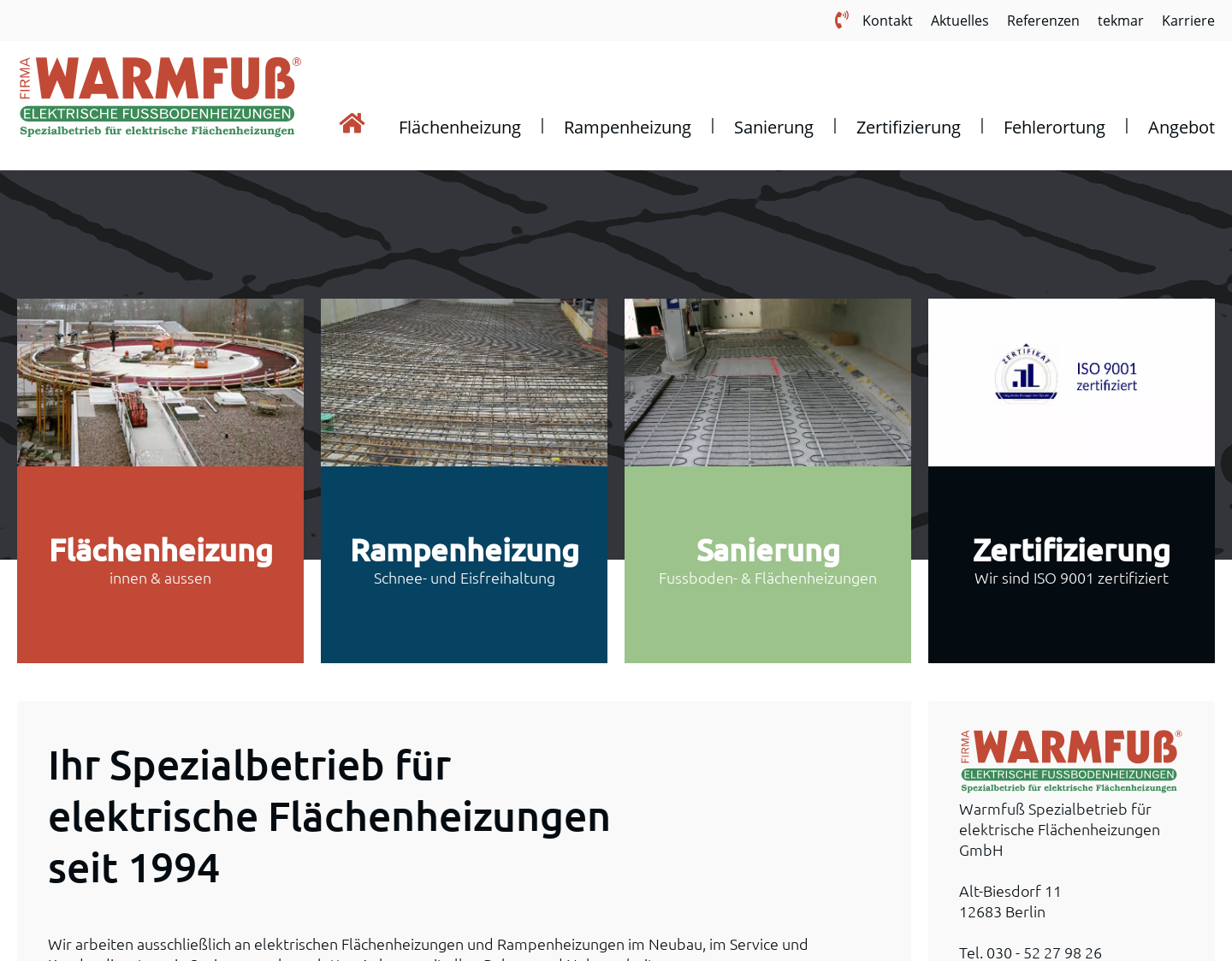 Aktuelle Website-Vorschau von Elektrische Flächenheizung