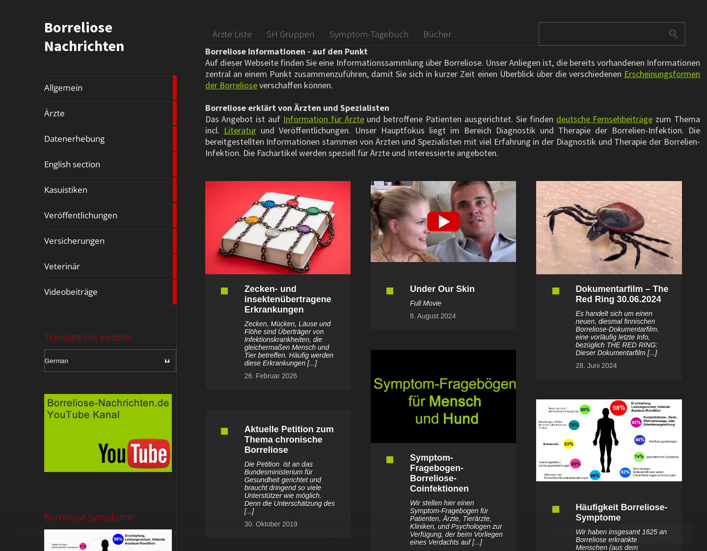 Aktuelle Website-Vorschau von Borreliose Infoportal