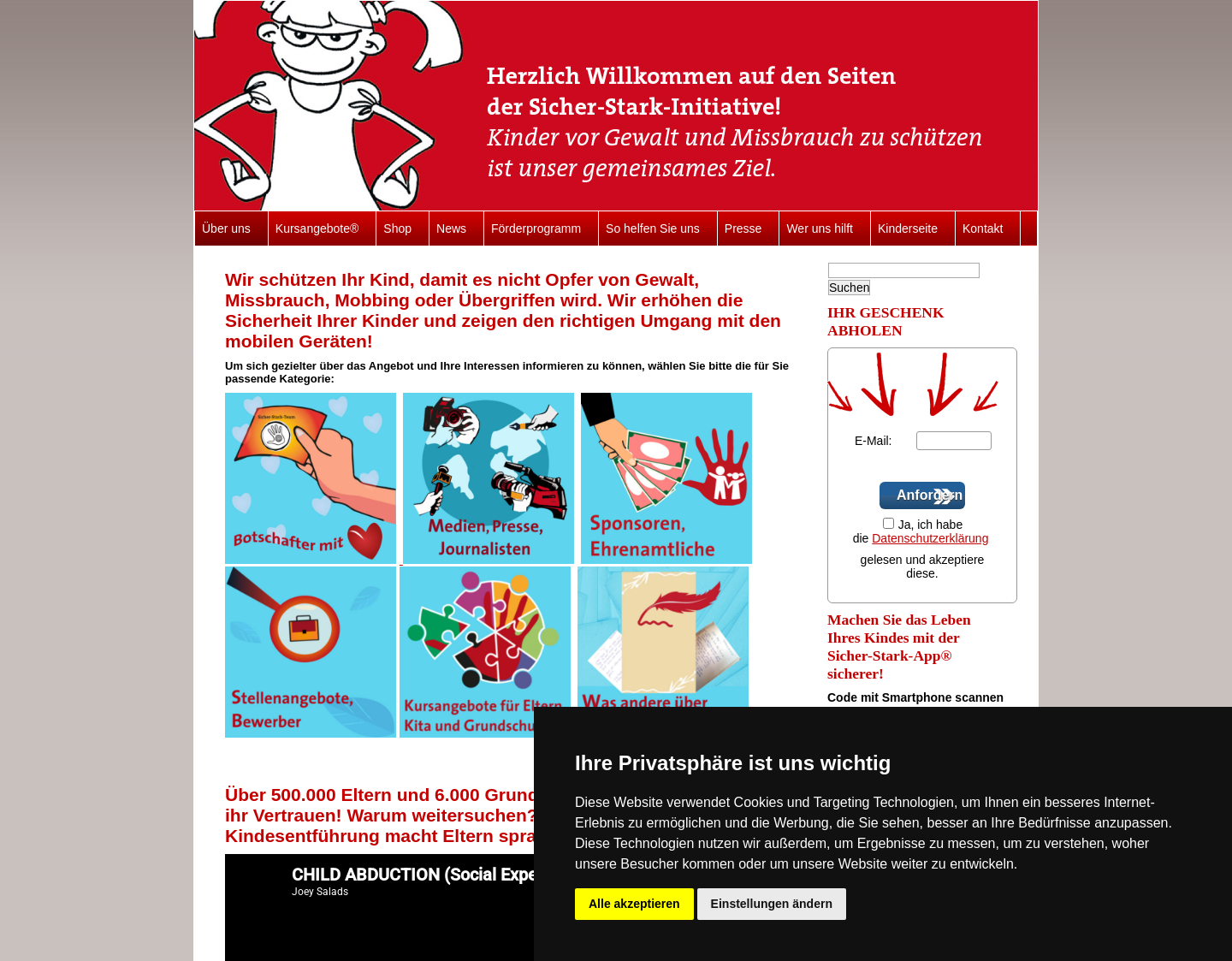 Aktuelle Website-Vorschau von Sicher-Stark-Stiftung schützt Kinder