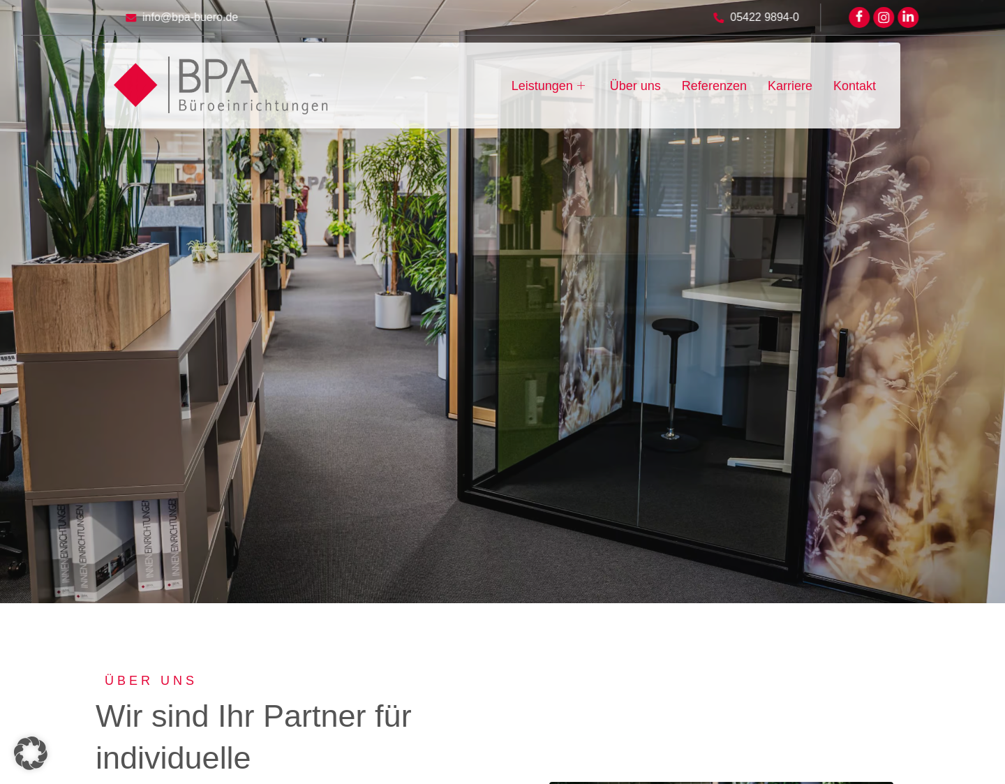 Aktuelle Website-Vorschau von BPA Büroeinrichtungen