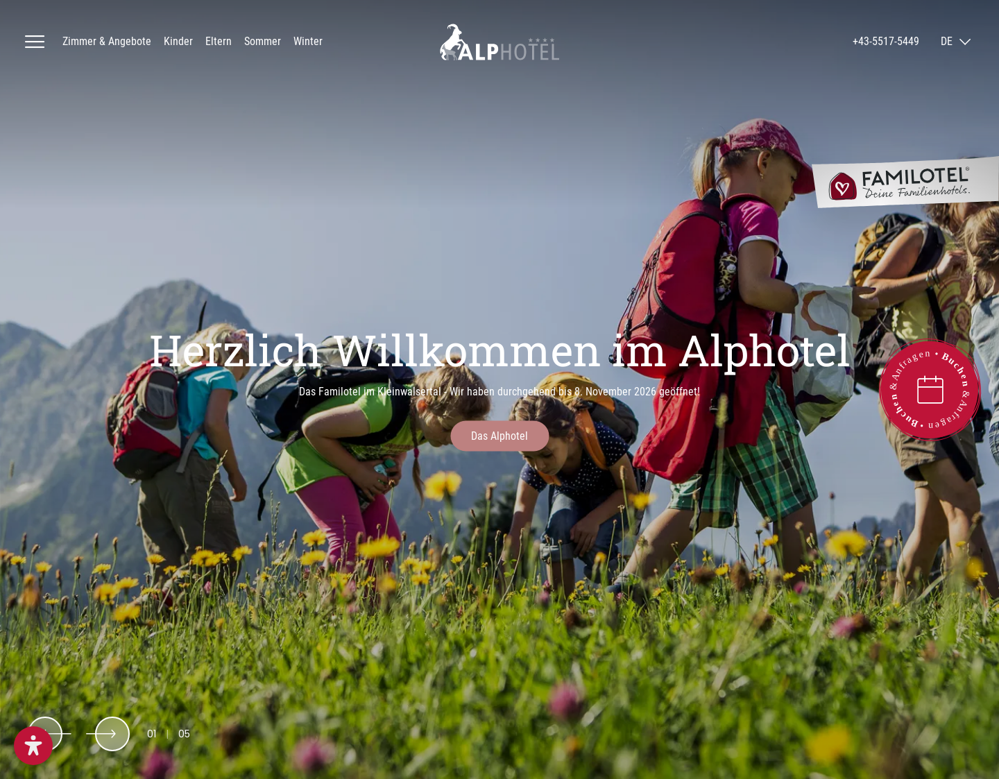 Aktuelle Website-Vorschau von Das Alphotel - Familienhotel