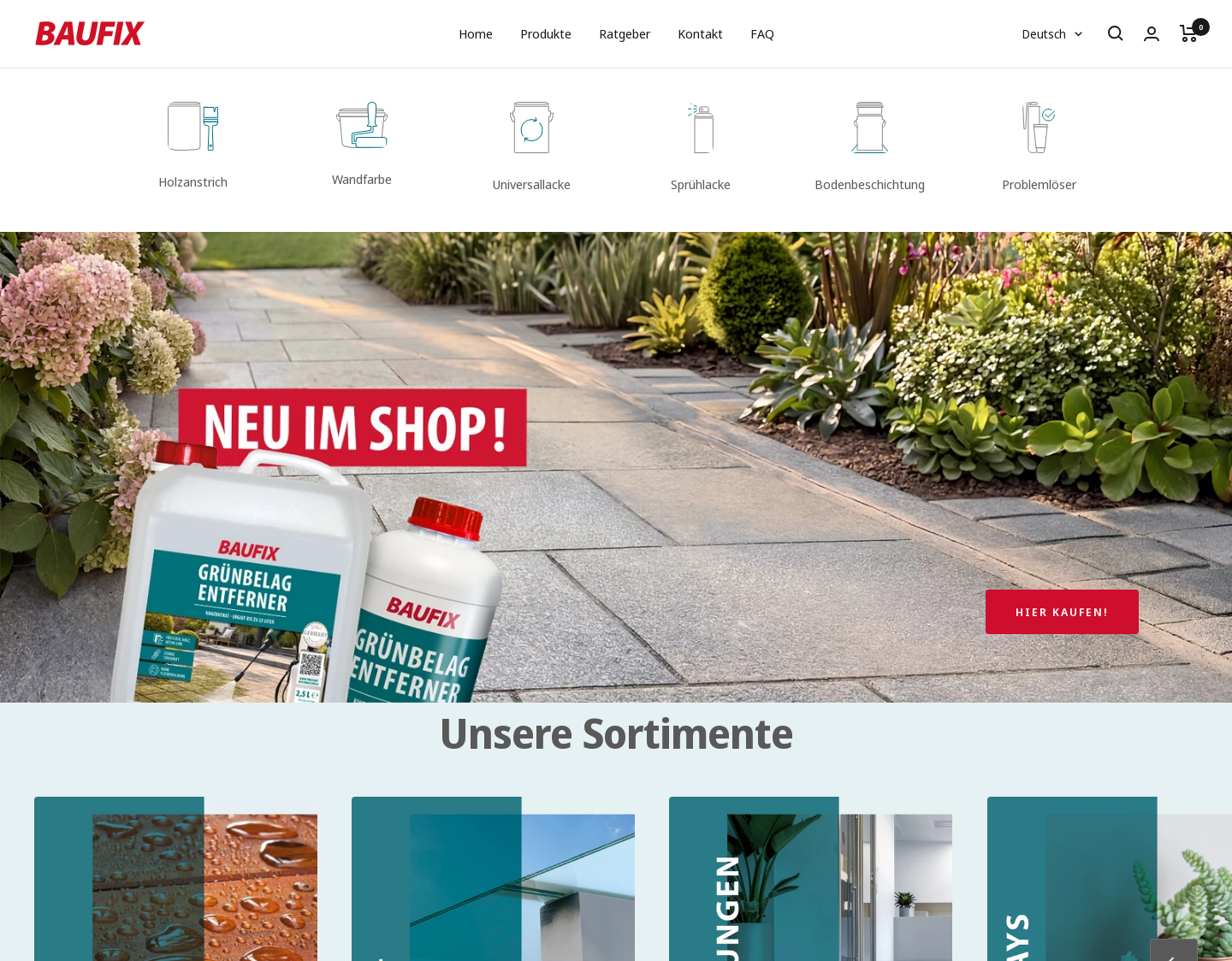 Aktuelle Website-Vorschau von Baufix - Innenfarbe, Wandfarbe und