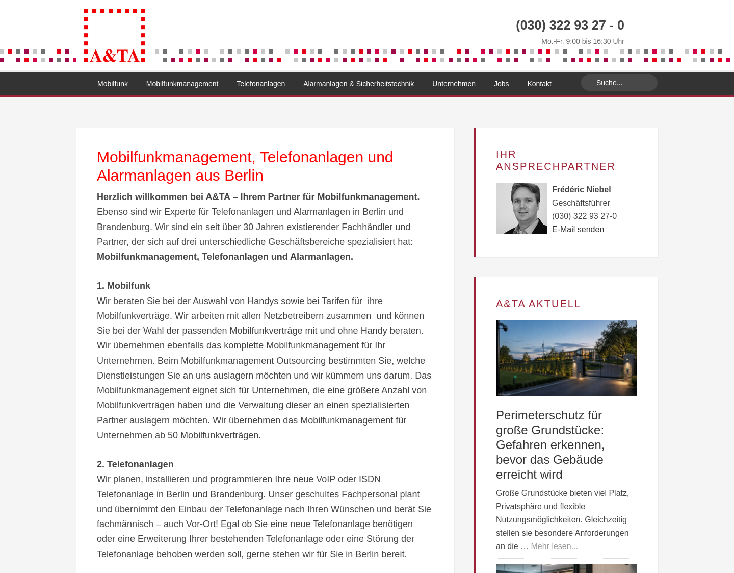 Aktuelle Website-Vorschau von Telekommunikation Berlin