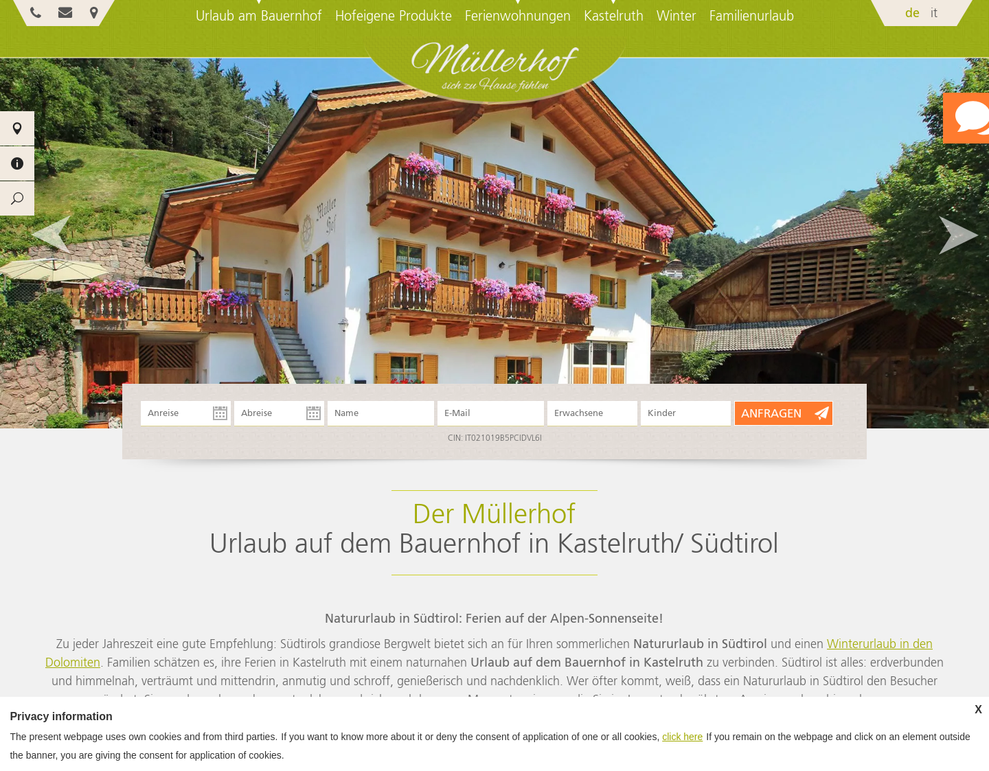 Aktuelle Website-Vorschau von Urlaub am Bauernhof in Kastelruth