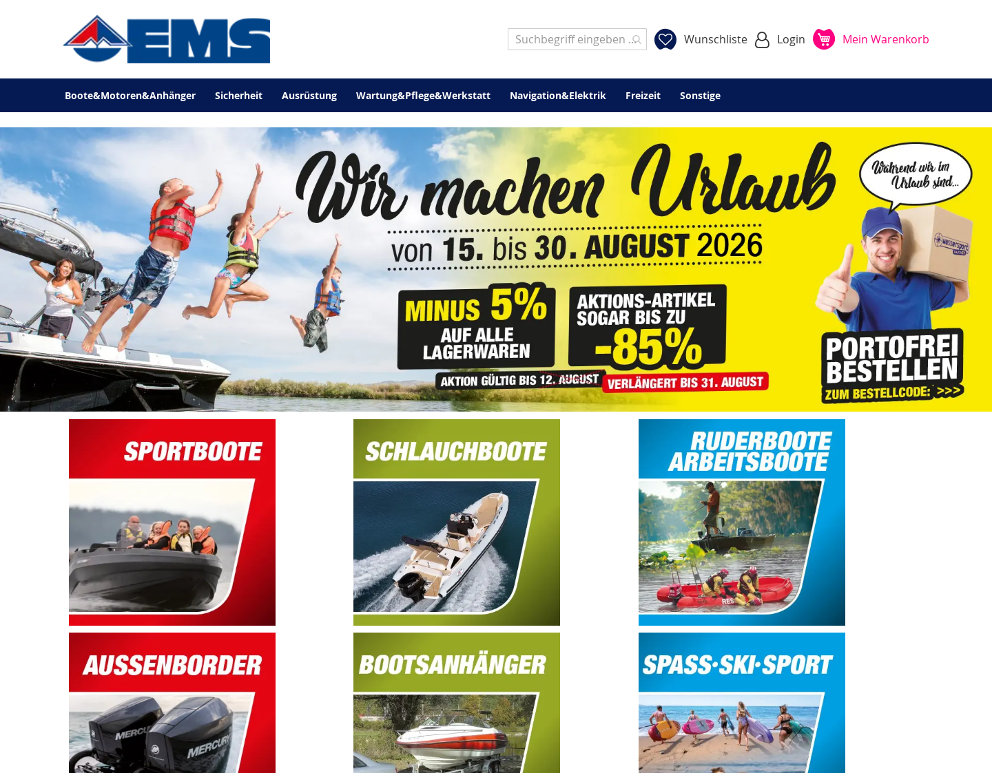 Aktuelle Website-Vorschau von EMS-MARINE - Boote und Bootsausrüstung
